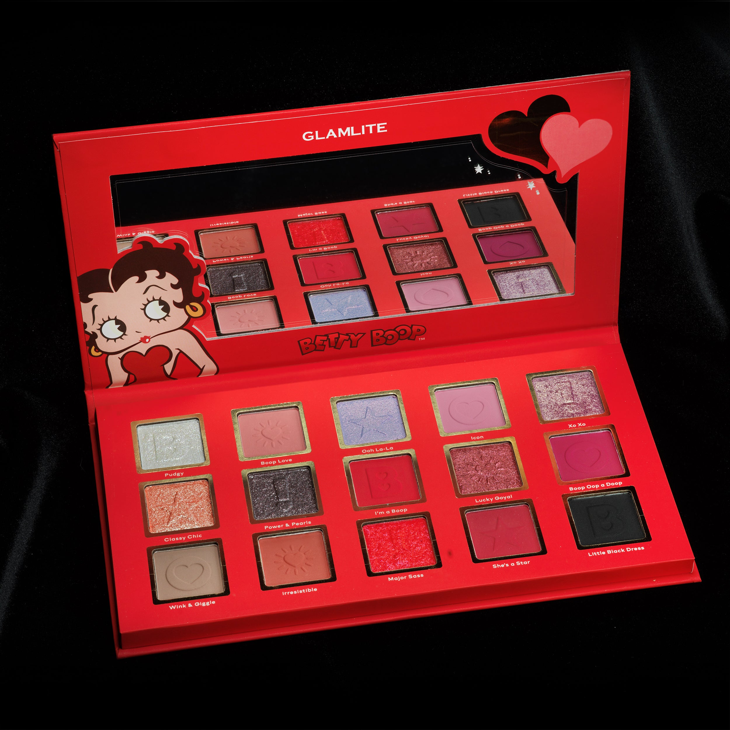 Betty Boop™ x Glamlite Eyeshadow Palette - 18 Vibrant Colors, Cruelty-Free & Vegan Makeup - Perfect for Party, Halloween & Cosplay Looks