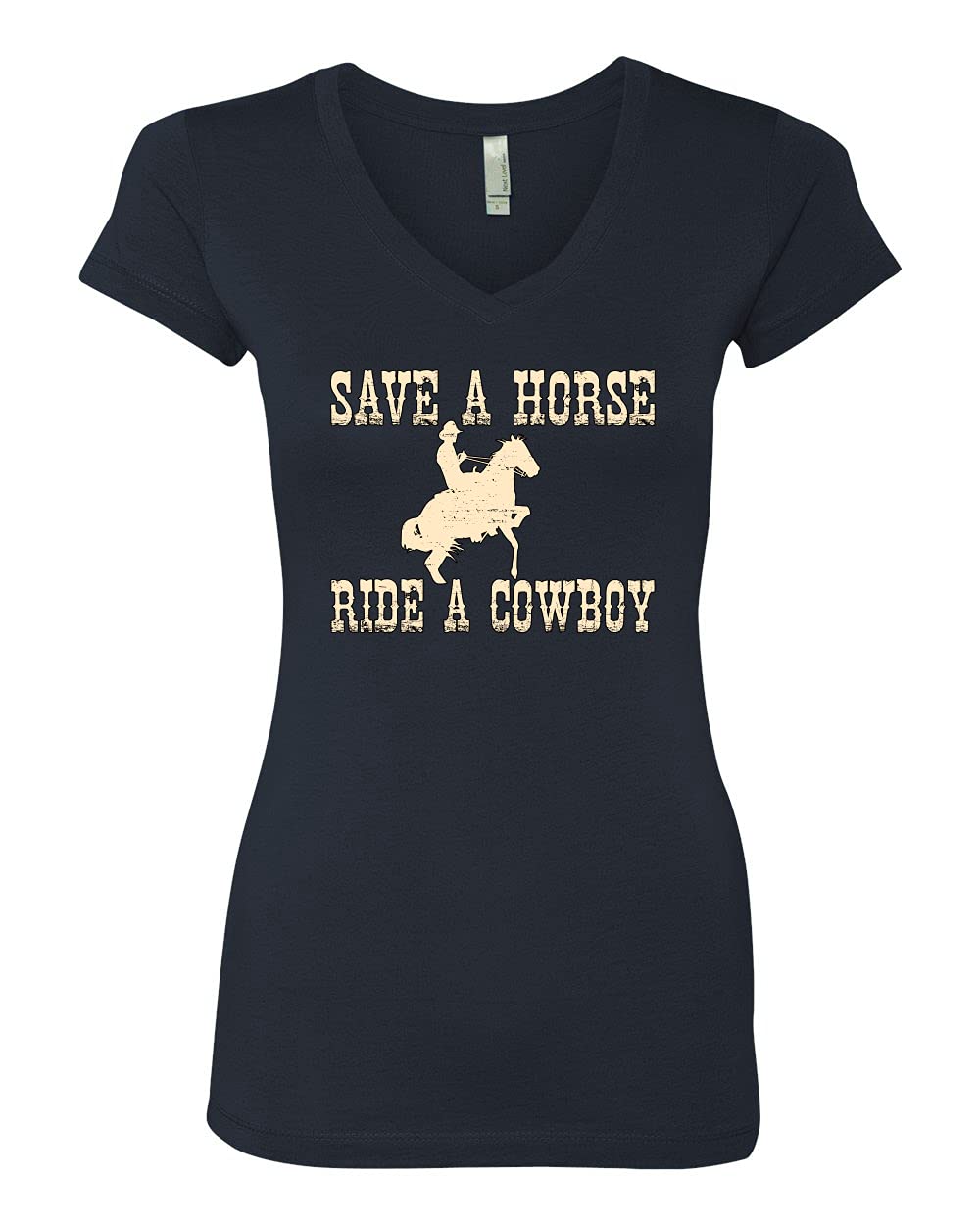 Save A Horse Ride A Cowboy Women's V-Neck T-Shirt - Soft Junior Fit Tee for Concerts, Parties & Western Style Outfits
