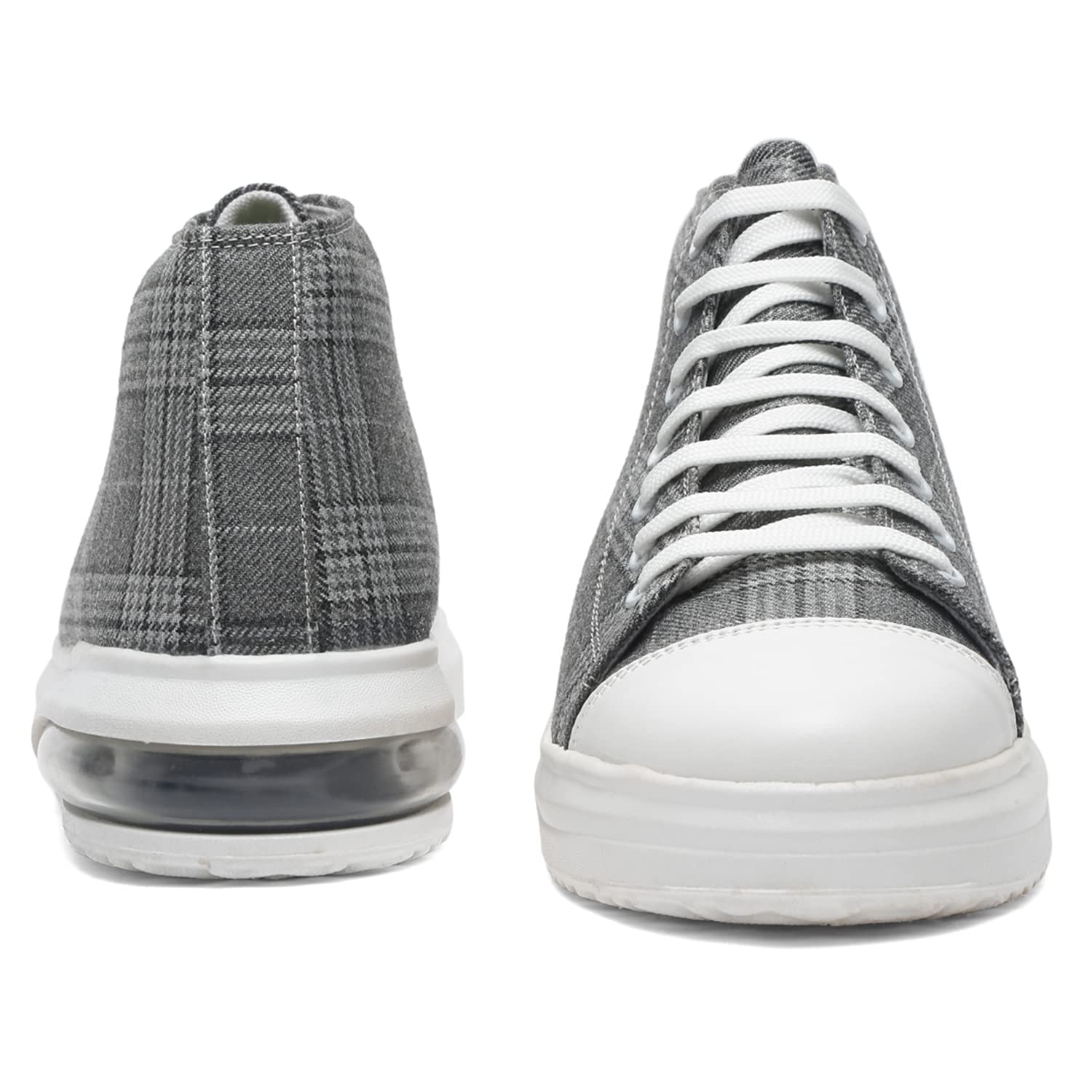 **MUTAQINOTI Men's Lightweight Canvas Sneakers - Lava Grey Checkered Casual Shoes for Running, Walking, Office & Dancing | Breathable & Comfortable for Daily Wear**