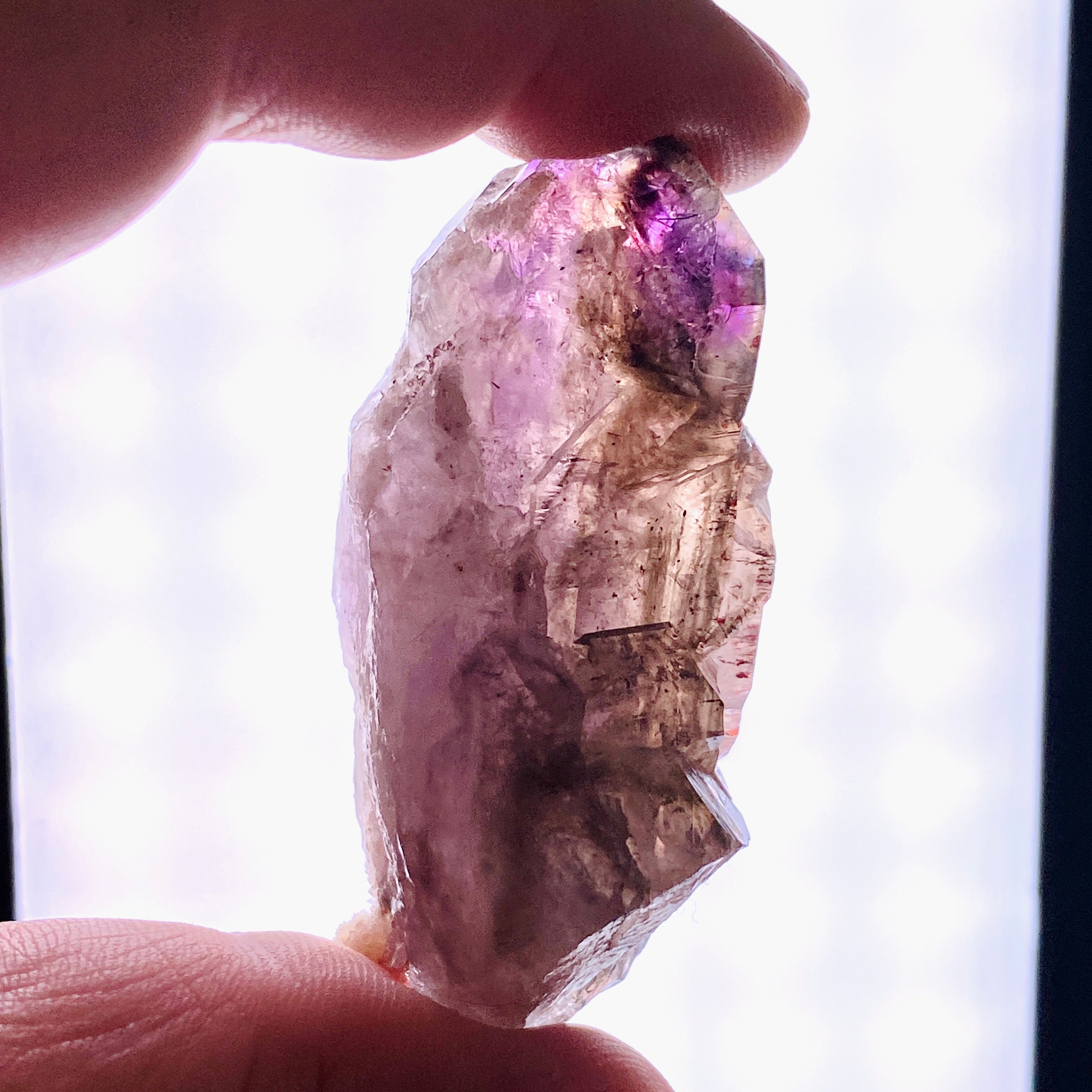 Natural Smokey Amethyst Elestial Crystal with Unique Inclusions (Similar to Super Seven & Brandberg) - CR3730 for Meditation, Energy Healing & Spiritual Growth