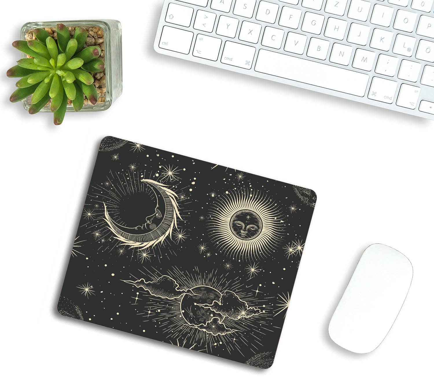 Celestial Pattern Mouse Pad - Non-Slip Gaming & Office Mouse Mat with Horoscope & Star Design (9.5