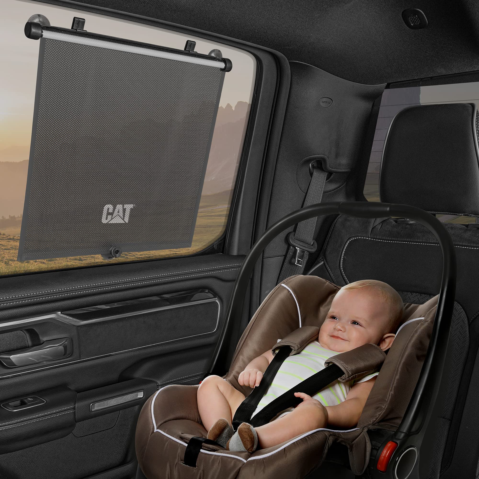 CAT® Retractable Car Window Shades 2-Pack (14in x 19in) - UV Protection Sun Shades for SUV, Truck & Vehicle Back Windows - Baby Safe Car Visor & Sunscreen Blinds for Road Trips & Family Travel