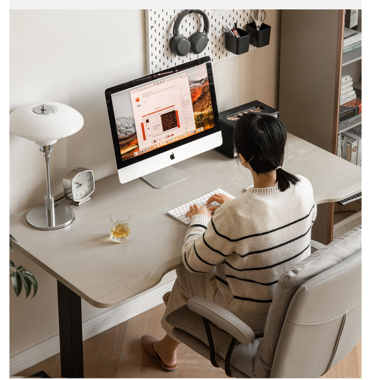 Premium Oak Solid Wood Electric Standing Desk - Adjustable Height Ergonomic Workstation for Home & Office - Perfect for Remote Work, Gaming & Study