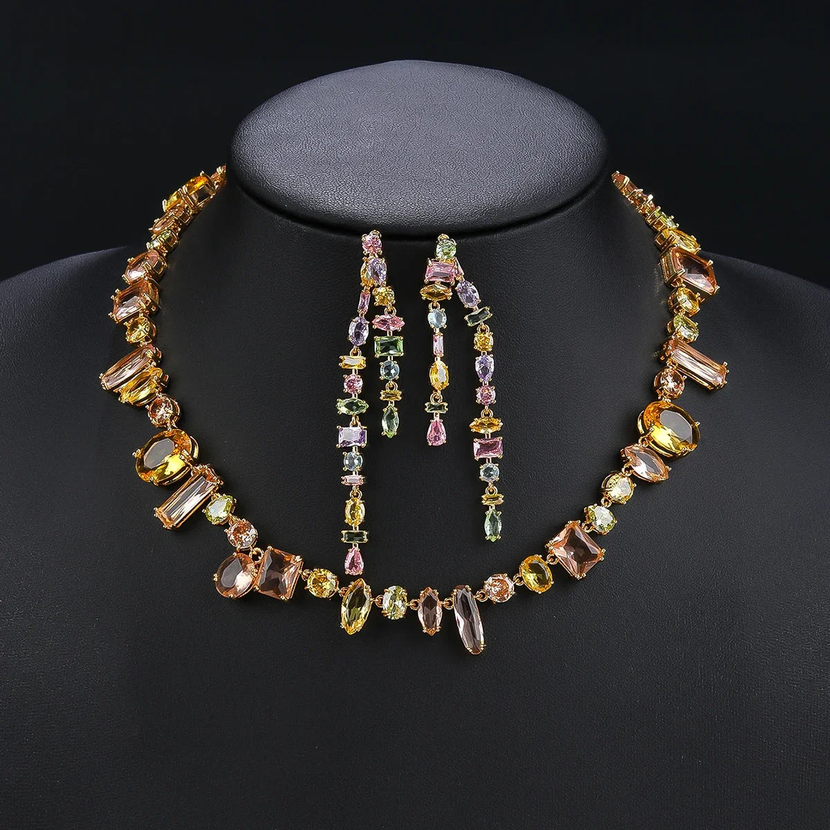 Elegant CZ Cubic Zirconia Jewelry Set for Women - Necklace & Earrings Wedding Party Accessories | Perfect for Bridal, Prom, Evening Events and Special Occasions