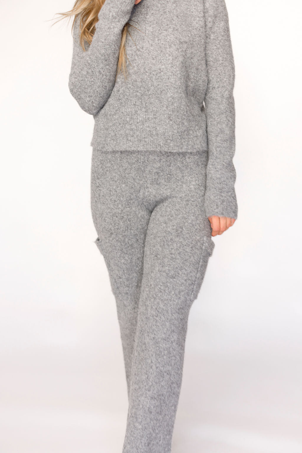 Shae Sweater Top and Pants Set - Soft Heather Grey Loungewear for Women | Cozy Outfit for Home, Yoga & Casual Wear