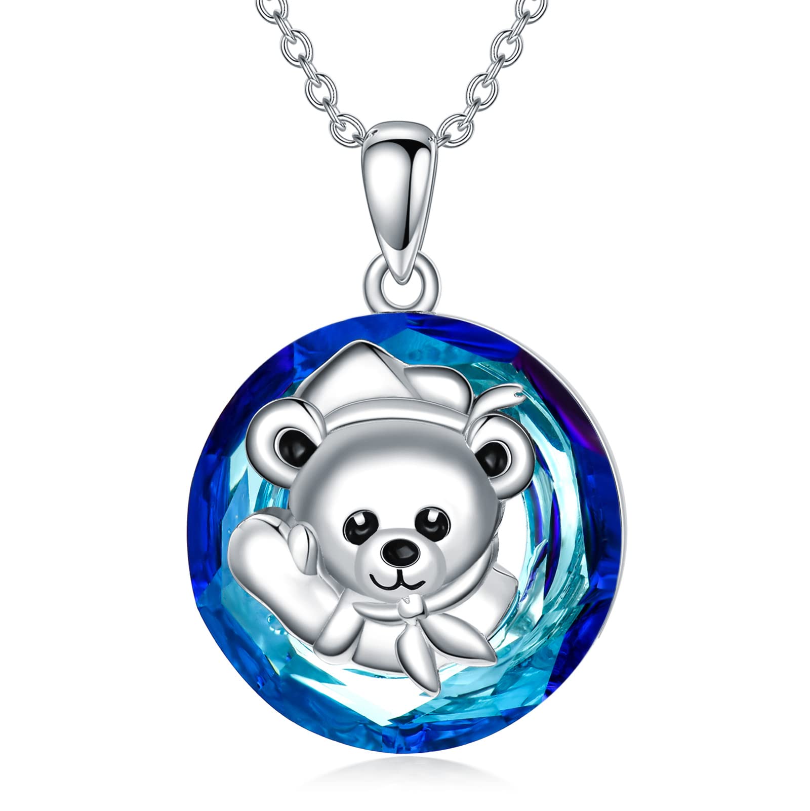 VONALA Sterling Silver Animal Pendant Necklace with Blue Crystal - Unicorn, Elephant, Butterfly, Phoenix, Mermaid, Whale & Teddy Bear Charms | Elegant Jewelry Gift for Women, Girls & Teens | Perfect for Birthday, Anniversary & Everyday Wear