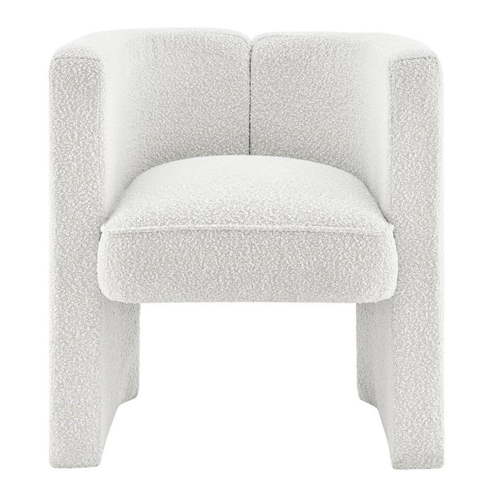Ariela Fabric Boucle Beige Accent Chair - Modern Living Room Armchair with Soft Upholstery for Home Office, Lounge & Bedroom Decor