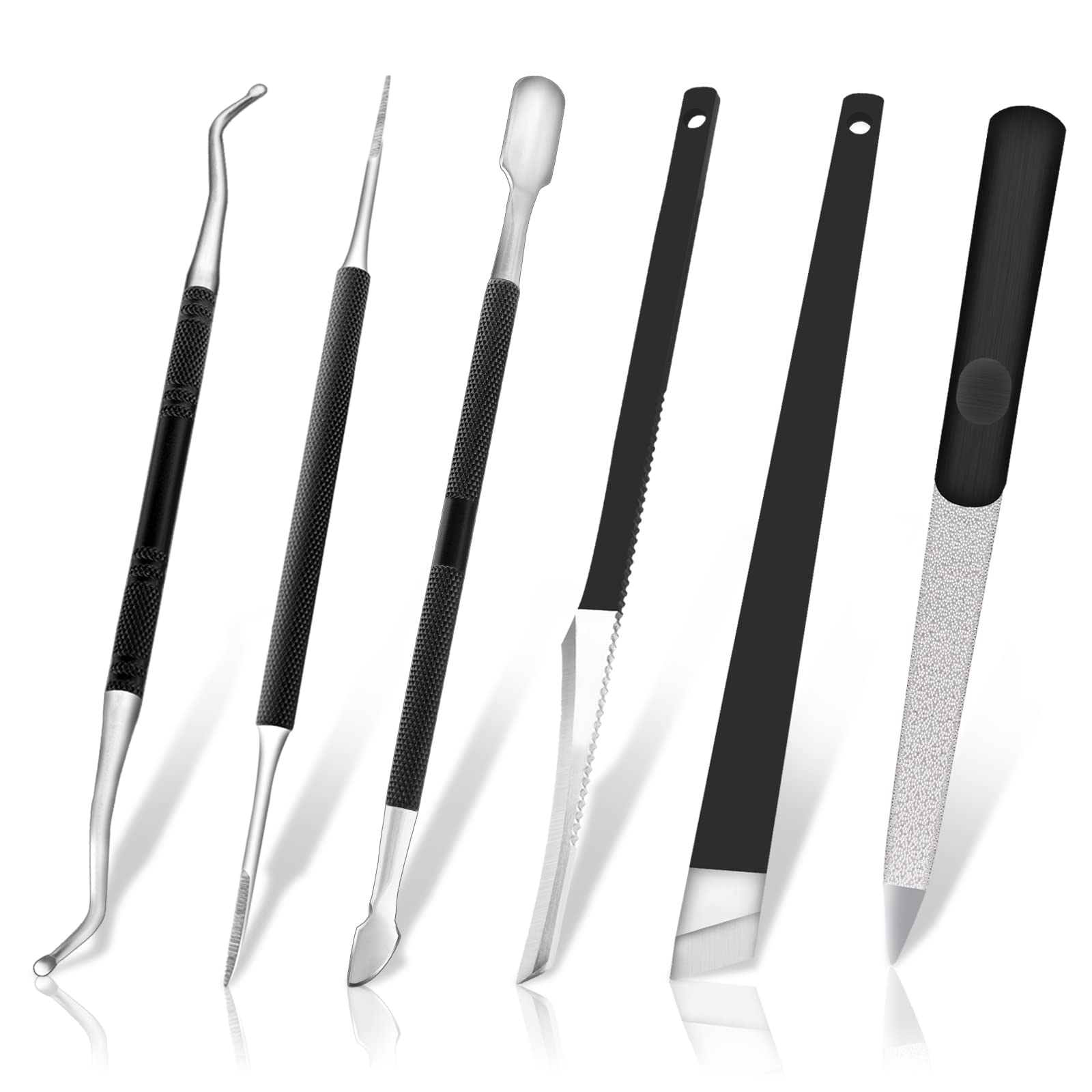 Professional Ingrown Toenail Pedicure Tool Kit - 6 Piece Stainless Steel Nail File, Lifter, Pusher & Sharp Blade Knives Set for Ingrown Toe Nail Care & Foot Repair - Perfect for Home Pedicures, Salon Use & DIY Nail Treatment