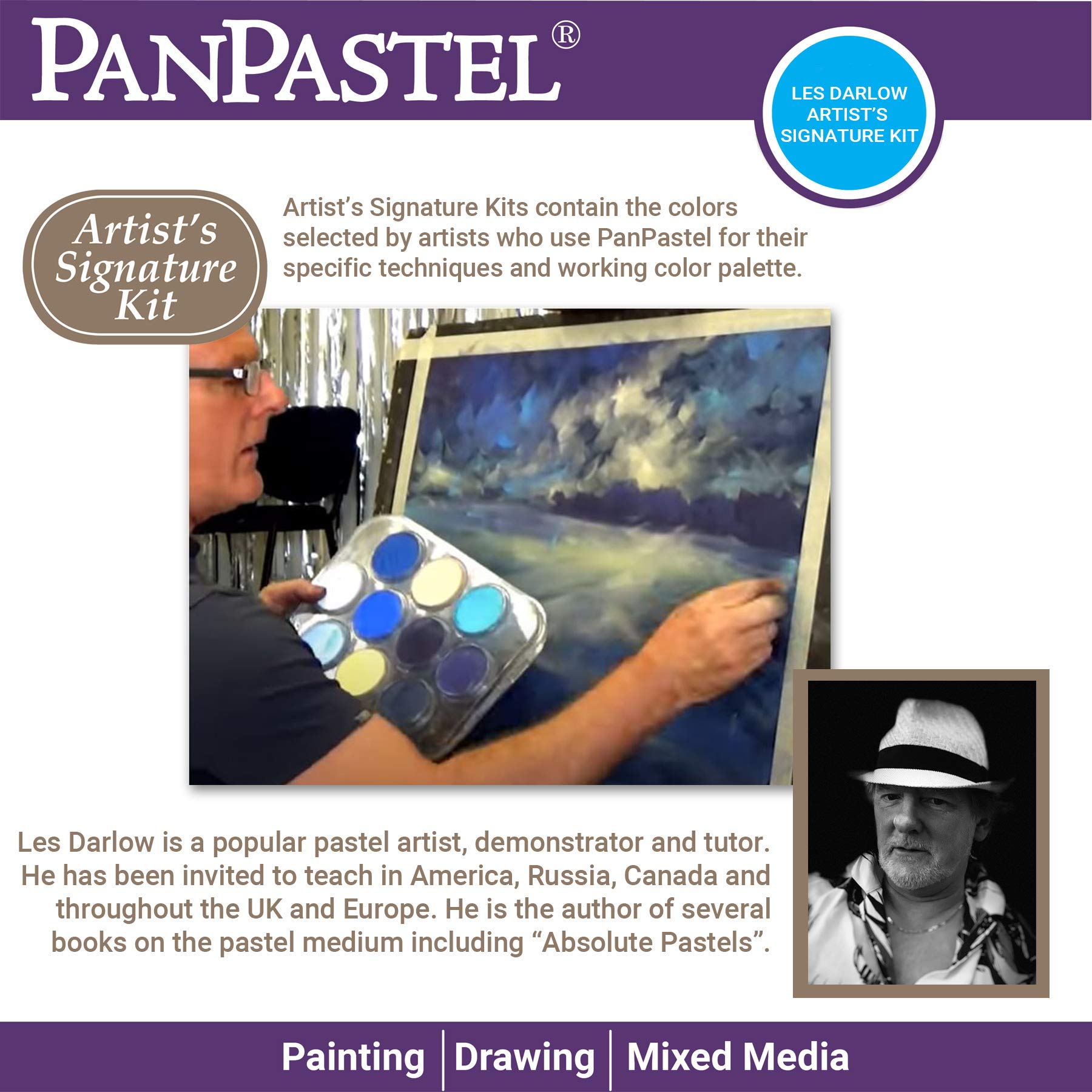 GOLDEN PanPastel Artist Pastels - Sky, Land & Sea Les Darlow Set (20 Professional Colors, Unique Cake-Like Pan Format) for Oil Painting, Sketching & Mixed Media Art