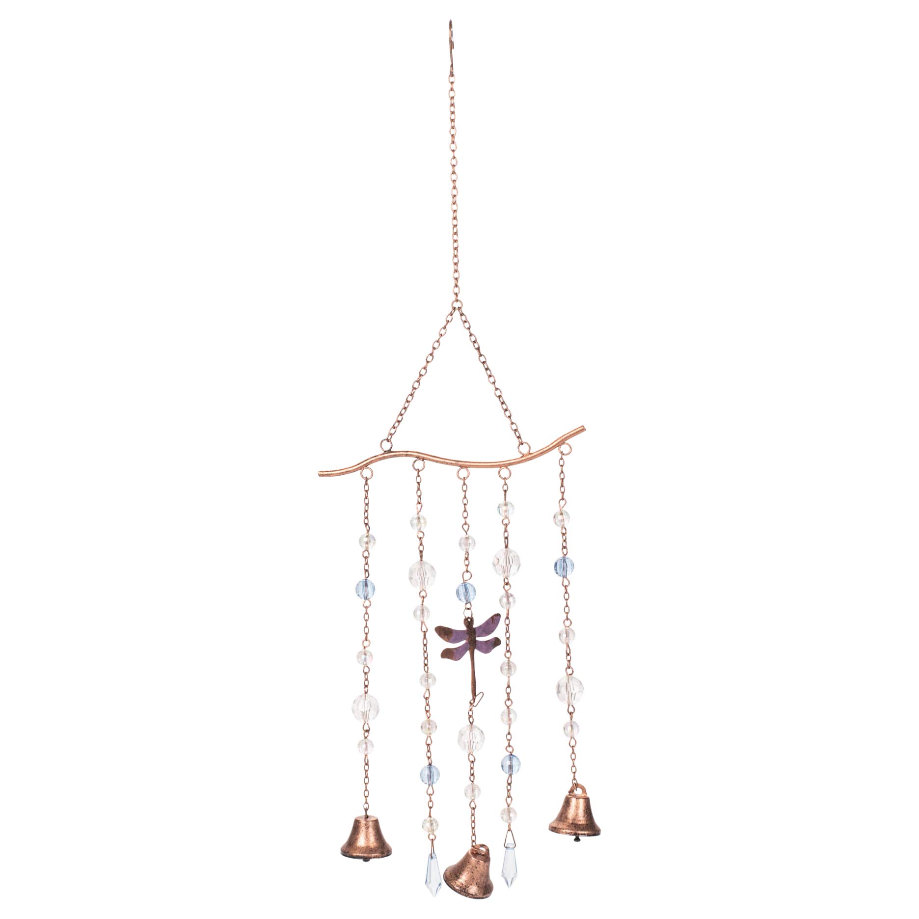 Dragofly Beaded Hanging Decor - 24x7 Inch Metal & Acrylic Outdoor Wind Chime for Garden, Patio, Yard - Unique Housewarming Gift for New Home, Wedding, Birthday - Handmade Boho Home Décor for Porch, Balcony & Backyard