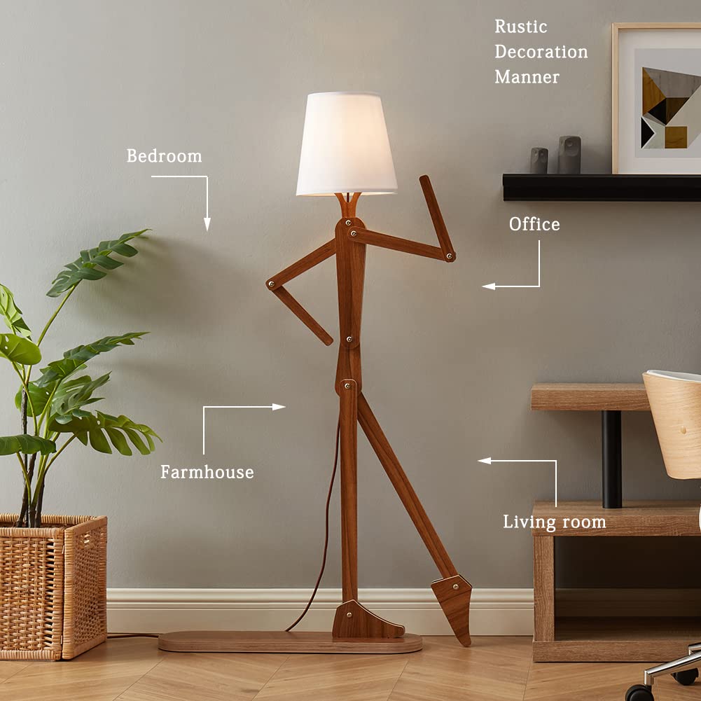 Stylish Wood Swing Arm Floor Lamp for Living Room, Bedroom, Office - Farmhouse Decor Reading Light with Bulb Included (Walnut) - Perfect for Cozy Reading Nooks, Dorm Rooms & Kids' Bedroom Decor