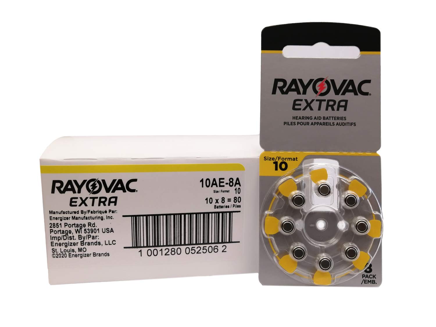 Rayovac Extra Hearing Aid Batteries Size 10 - Pack of 80 Zinc Air Batteries for Hearing Devices | Long-Lasting Power for Daily Use, Travel & Emergency Preparedness
