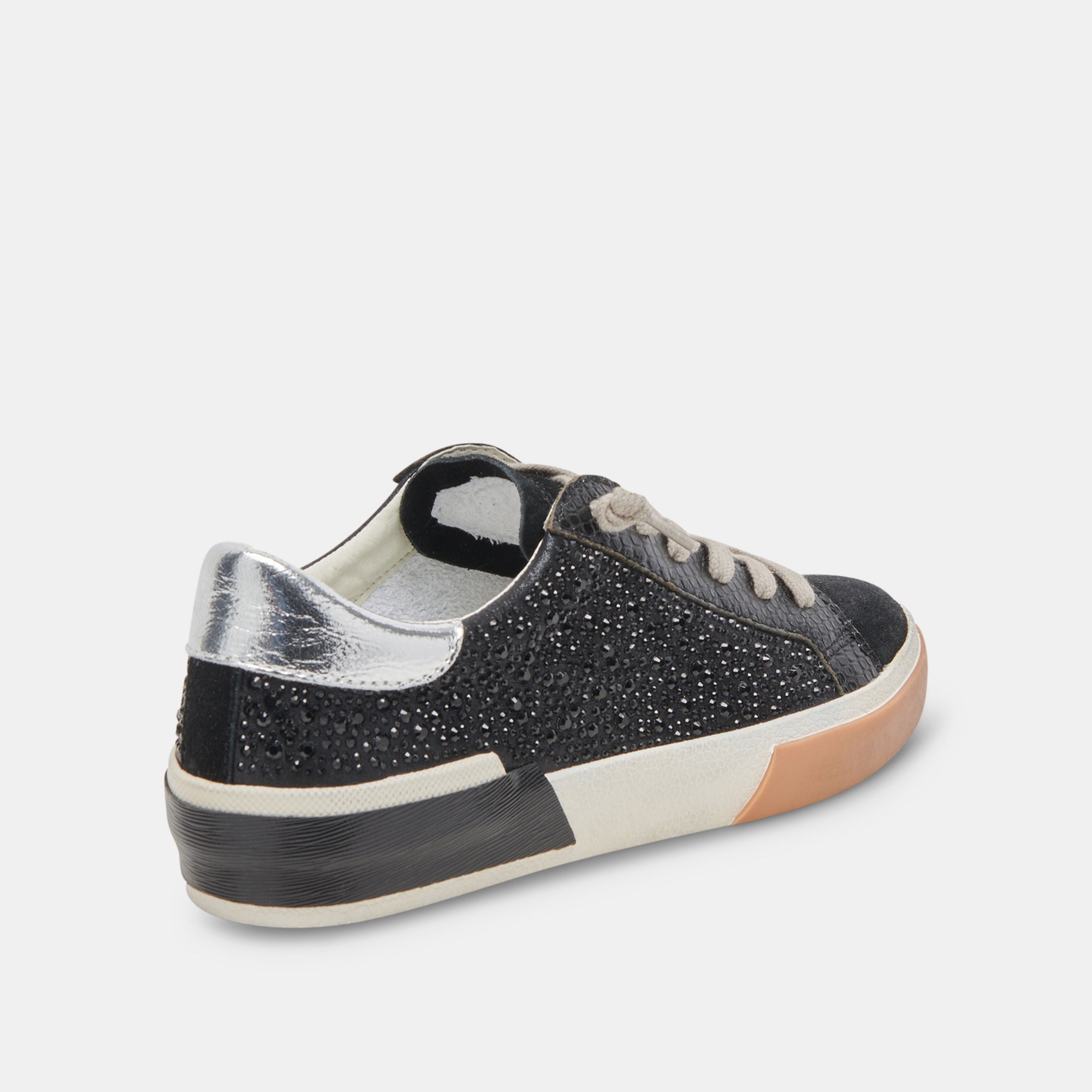ZINA CRYSTAL SNEAKERS for Women - Black Suede Fashion Sneakers with Rhinestones - Comfortable Casual Shoes for Daily Wear, Parties & Special Occasions
