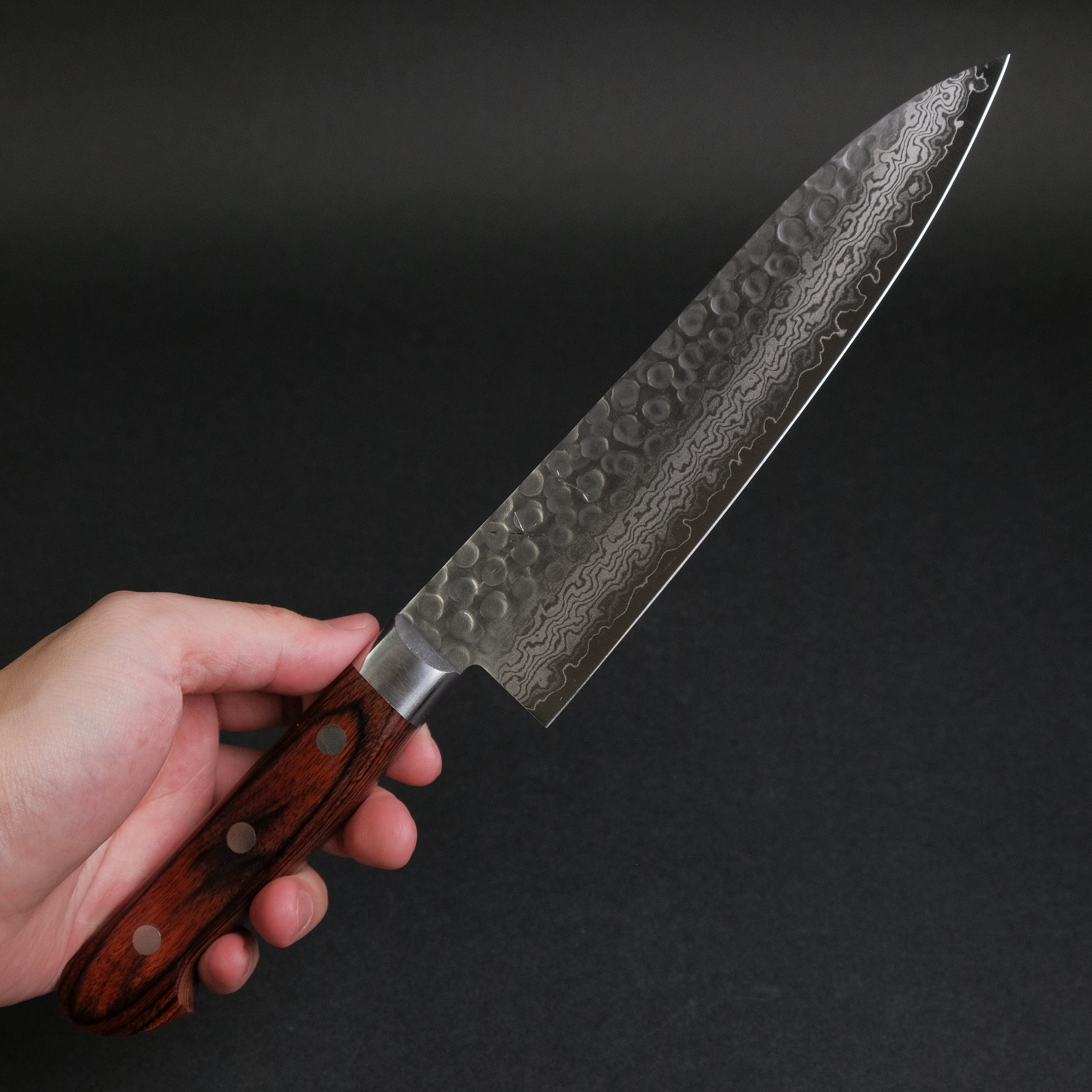 Hitohira HG Tsuchime Damascus Gyuto 180mm Japanese Chef Knife with Imitation Mahogany Handle - Perfect for Slicing, Dicing, and Precision Cooking in Professional Kitchens