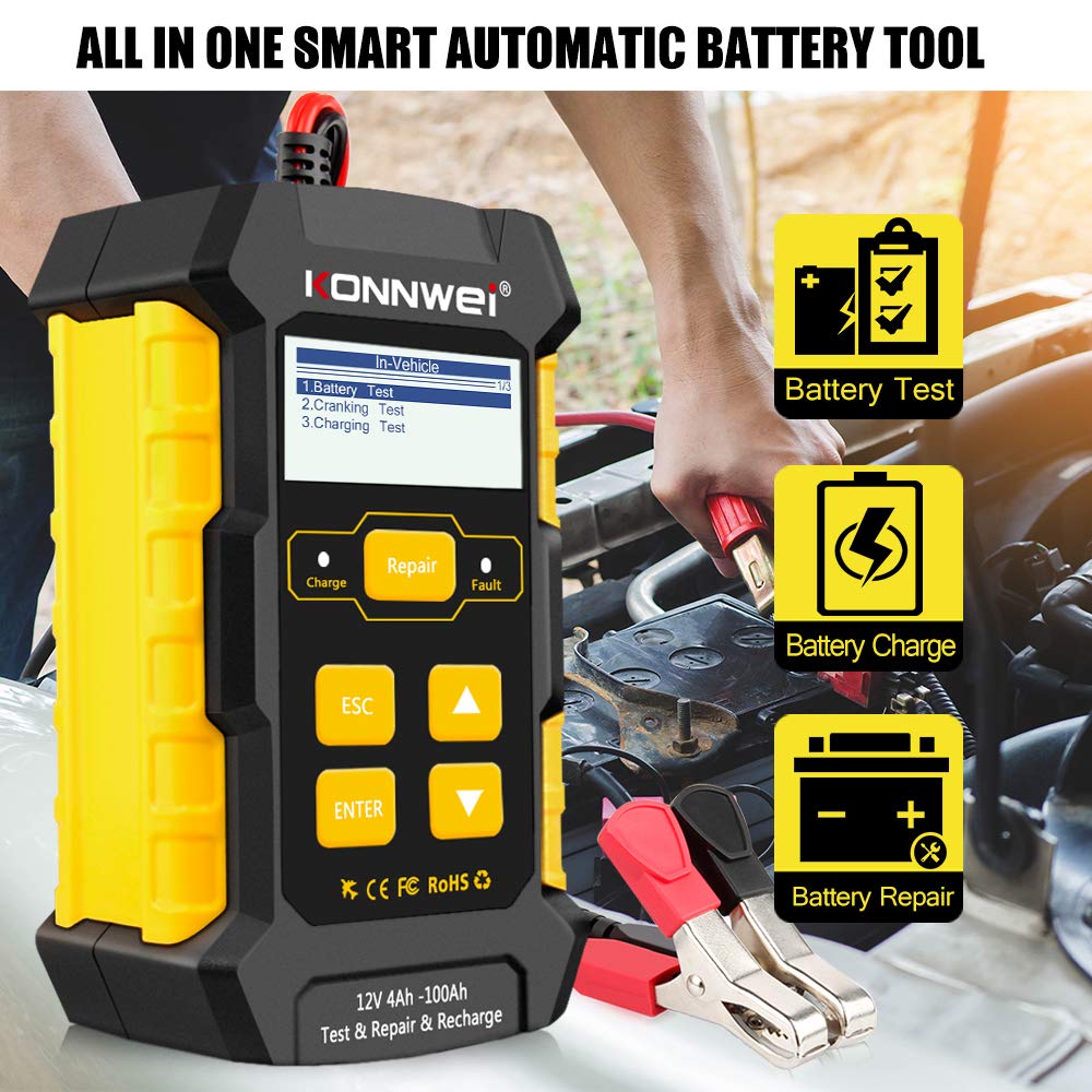 KW850 OBD2 Scanner & KW510 Battery Charger Tester - Professional Car Diagnostic Tool & 12V Auto Battery Tester - Perfect for Mechanics, DIY Enthusiasts & Home Garage Use