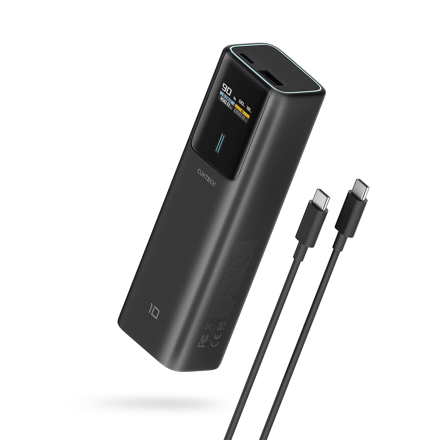 CUKTECH 100W PD3.0 Power Bank 10000mAh - Fast Charging Portable USB C Battery Pack with Smart TFT Display - Compatible with iPhone 16/15 Pro Max, Samsung Galaxy S24/S23 Ultra, iPad Air/Pro, MacBook Air/Pro, Dell XPS - Perfect for Travel, Camping & Emergency Power Backup