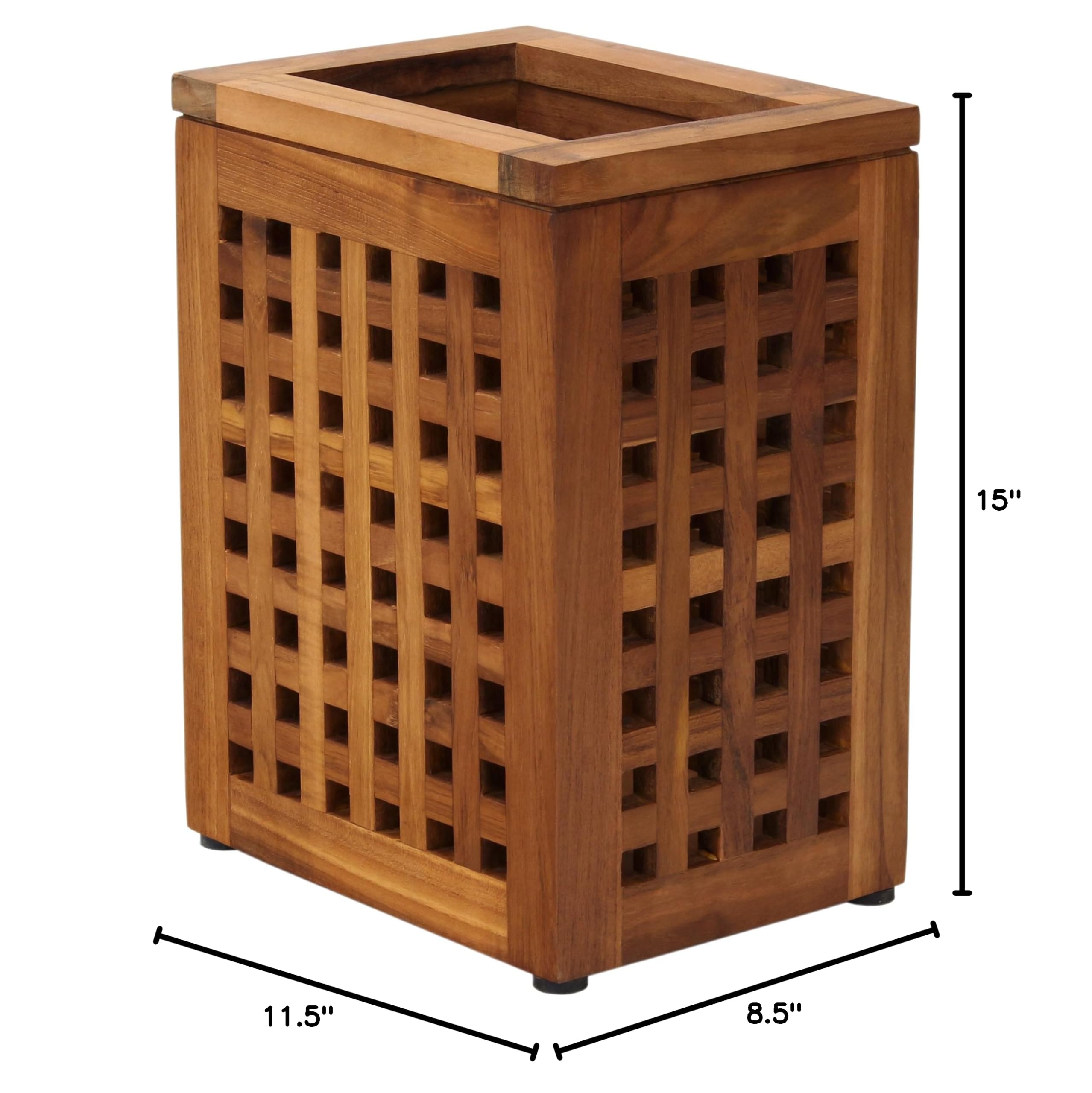 AquaTeak Wooden Shower Drain Grate Waste Basket - Rust-Resistant Bathroom Floor Drain Cover for Showers, Bathtubs & Wet Areas