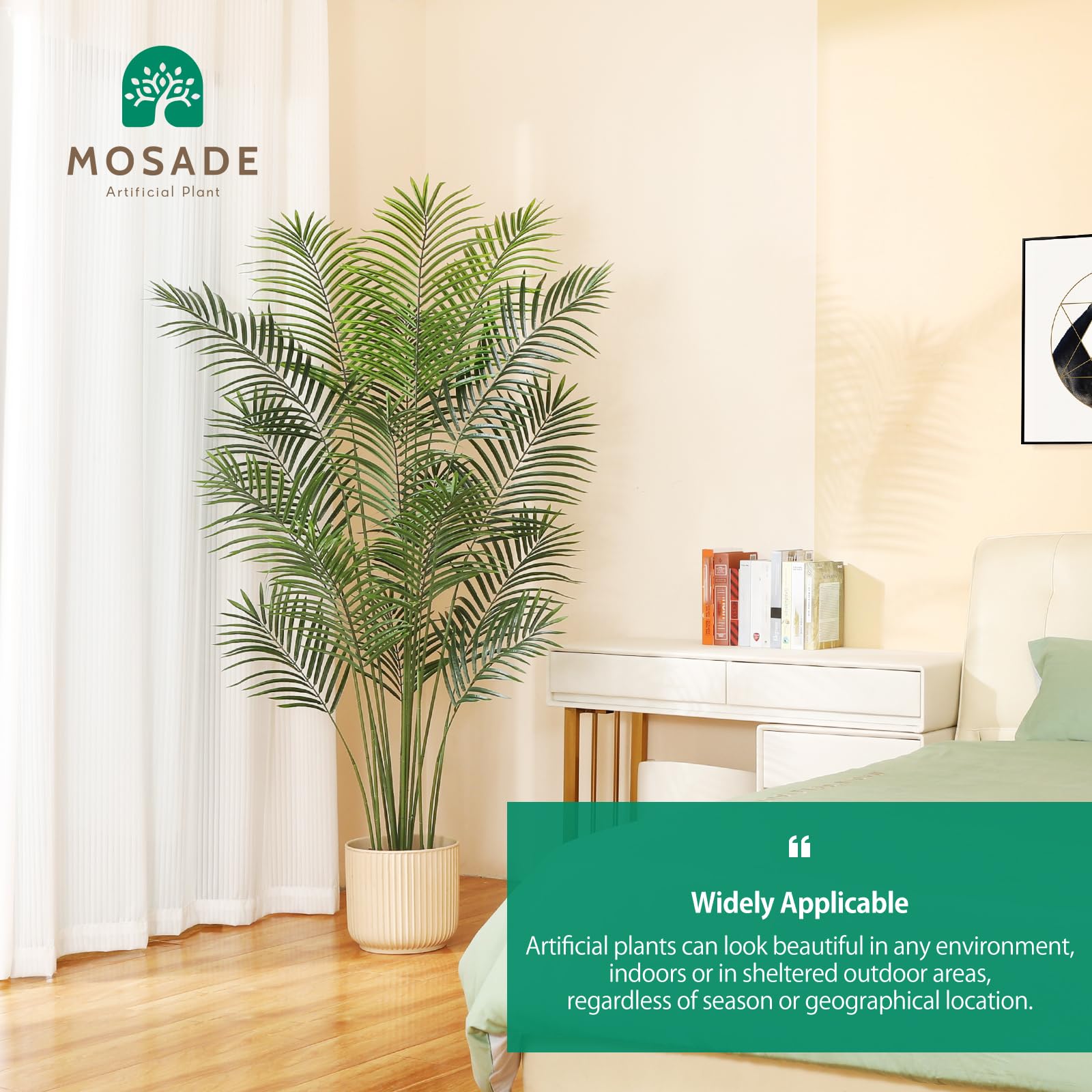 MOSADE 6.5FT Artificial Areca Palm Tree with Handwoven Seagrass Basket - Realistic Fake Tropical Plants for Home Decor, Office, Porch - Perfect Tall Faux Dypsis Lutescens for Entryway, Living Room & Gift (2-Pack)