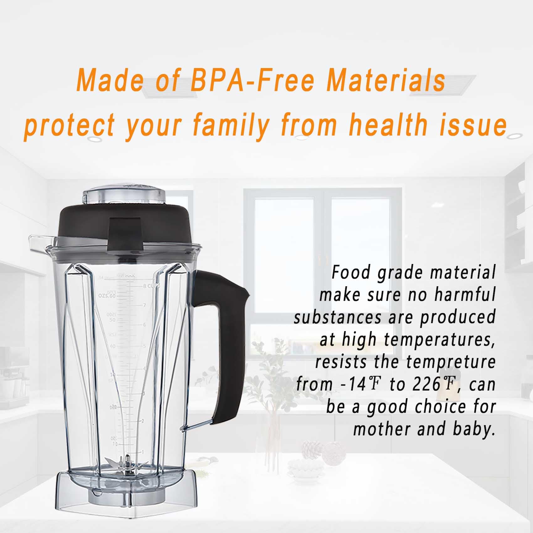 Vitamix Blender 64Oz Replacement Container - Compatible with 5000, 5200, 6300, 6500, 7500, Pro 200, 500, 750, VM0101, VM0102, E310, E320 & Classic/Explorian/Professional/Propel Series - Perfect for Smoothies, Soups, Nut Butters & Food Prep