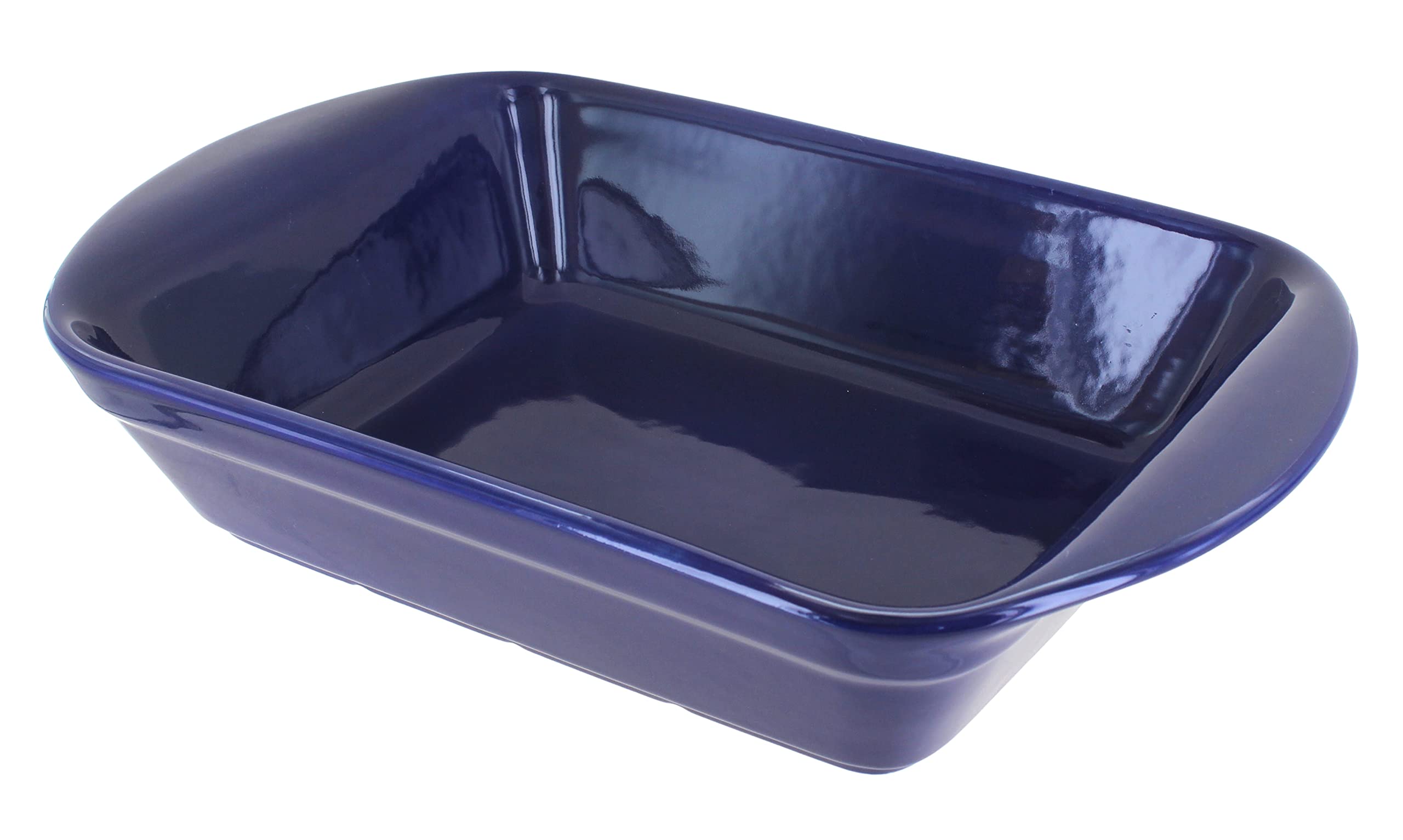 Handmade Cobalt Blue Polish Pottery Rectangular Baker with Handles - Large Ceramic Baking Dish for Casseroles, Lasagna & Roasts - Perfect for Holiday Dinners & Family Gatherings