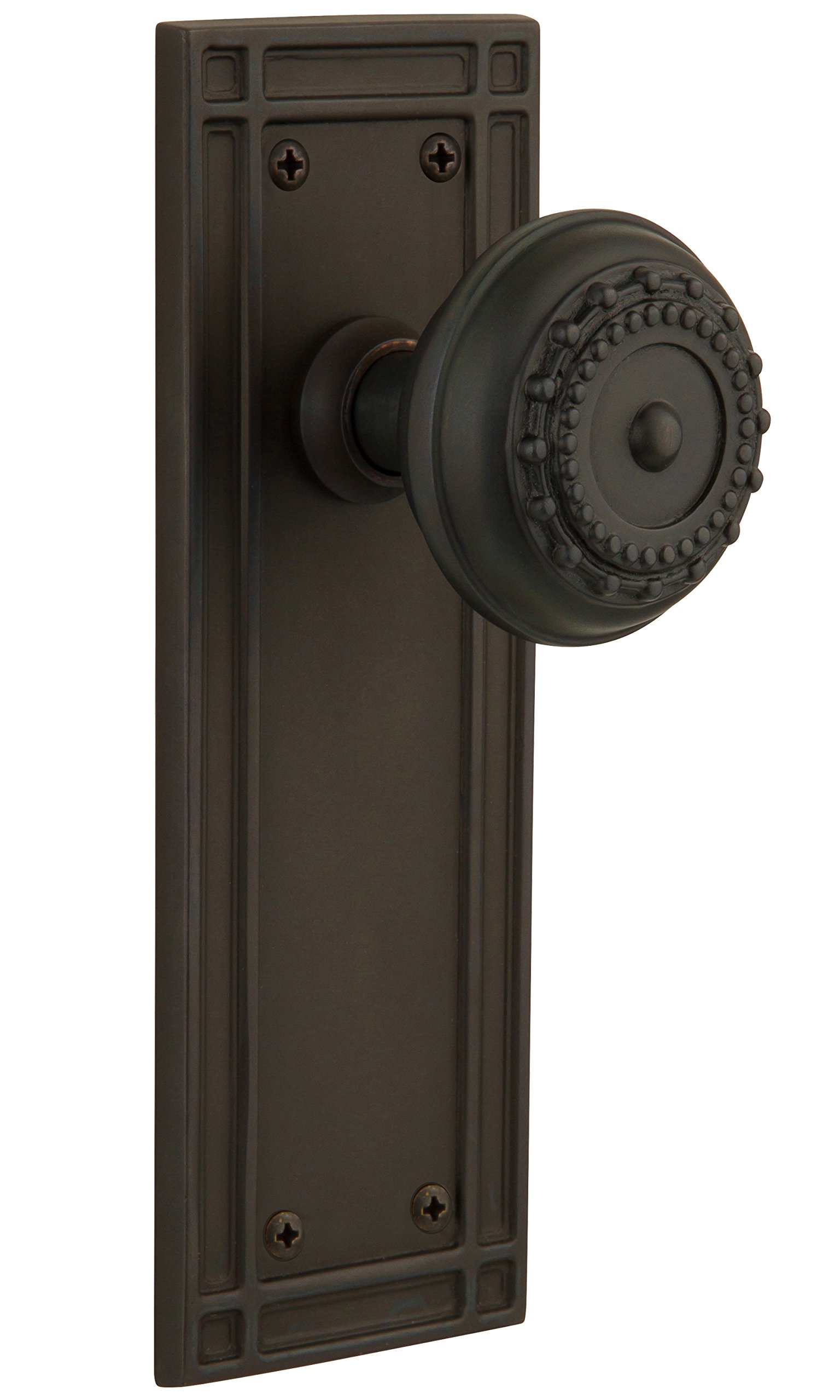 Vintage Mission Style Door Plate with Meadows Knob - Double Dummy Design in Oil-Rubbed Bronze Finish | Classic Home Decor for Entryways, Bedrooms & Offices