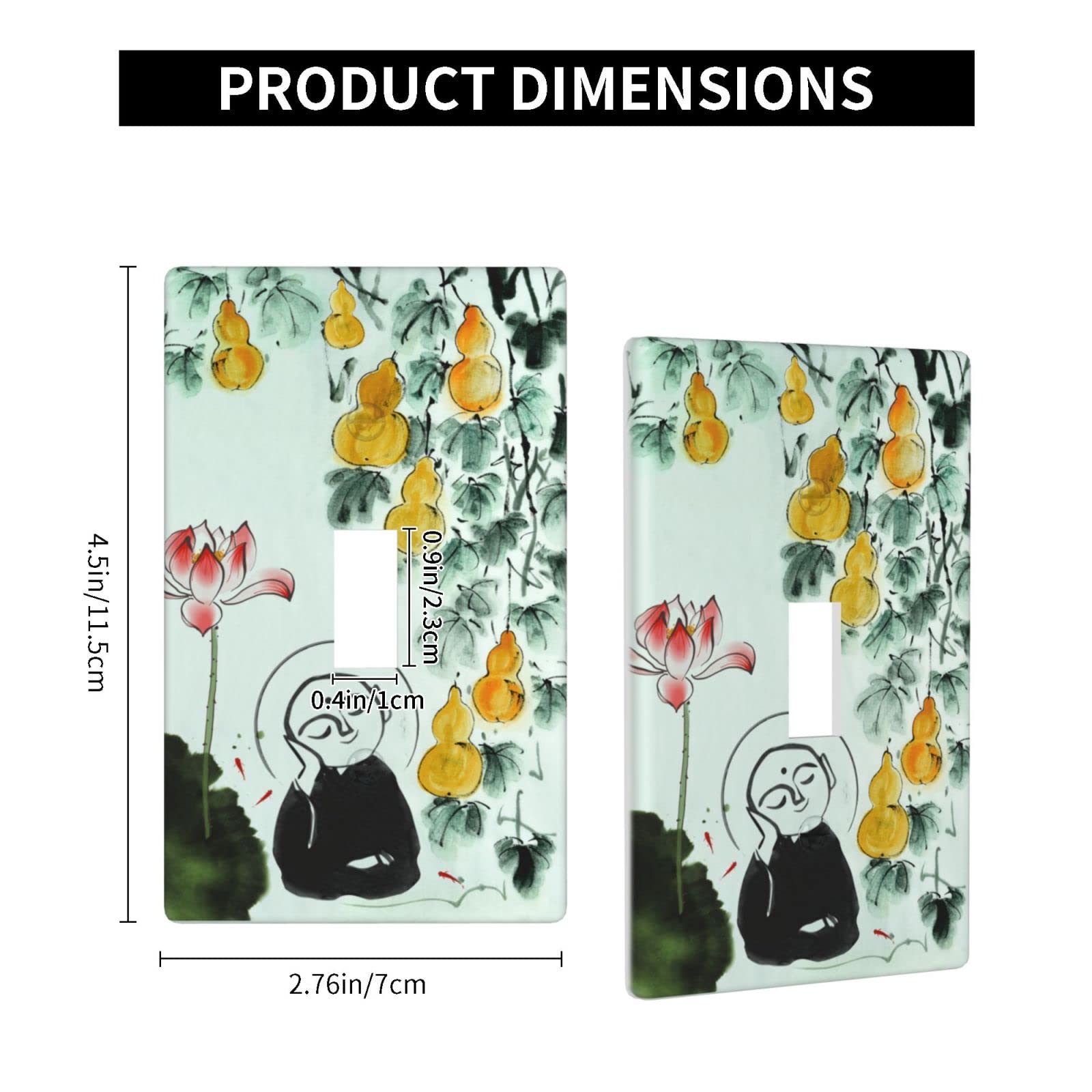 Buddha Lotus Gourd Single Gang Toggle Light Switch Wall Plate Cover - Decorative Wall Plate for Kitchen, Living Room, Bedroom & Bathroom - Home Decor Accessory for Spiritual & Zen Interior Design