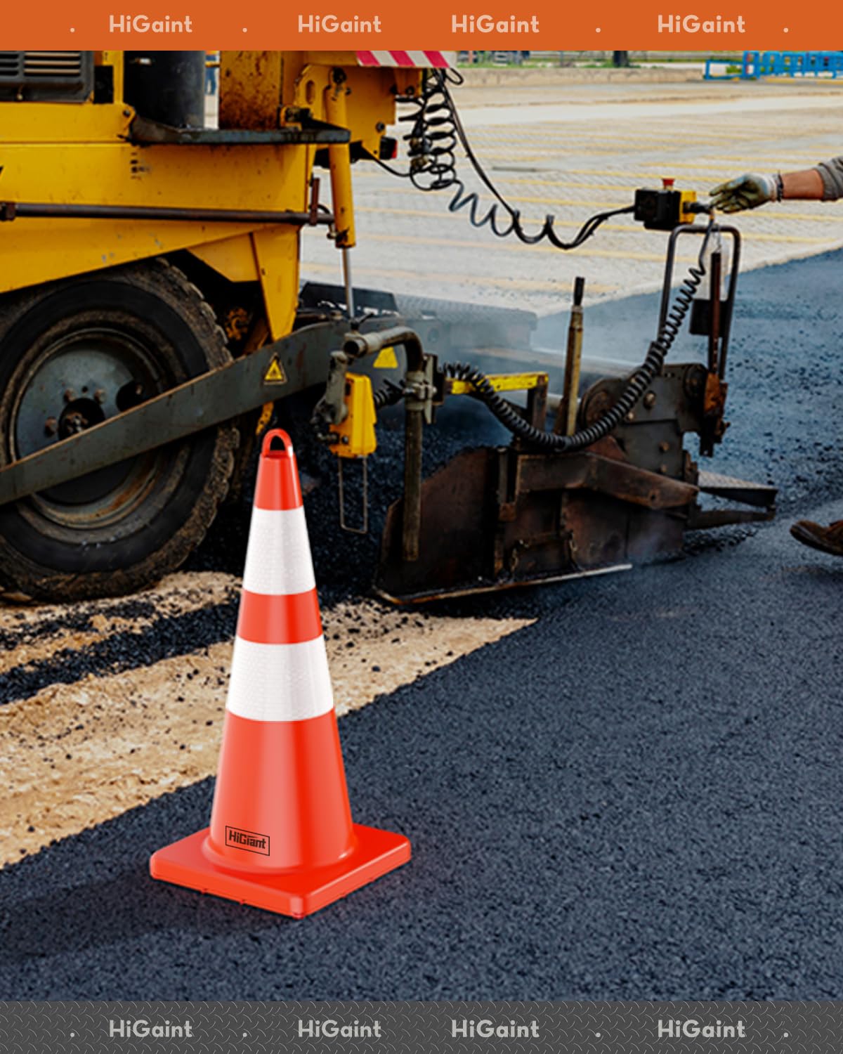 12 Pack HiGiant 28 Inch Reflective Traffic Safety Cones - Heavy Duty Orange PVC Road Cones for Construction, Parking Lots, Driving Training & Sports Events - Perfect for Road Work, School Zones & Emergency Situations