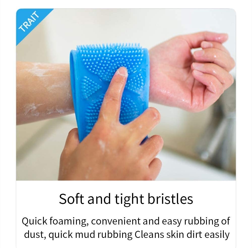 Exfoliating Silicone Body Brush with Handle - Dual-Sided Back Scrubber for Men & Women, Eco-Friendly, Long-Lasting & Easy to Clean - Perfect for Shower, Bath & Spa Exfoliation