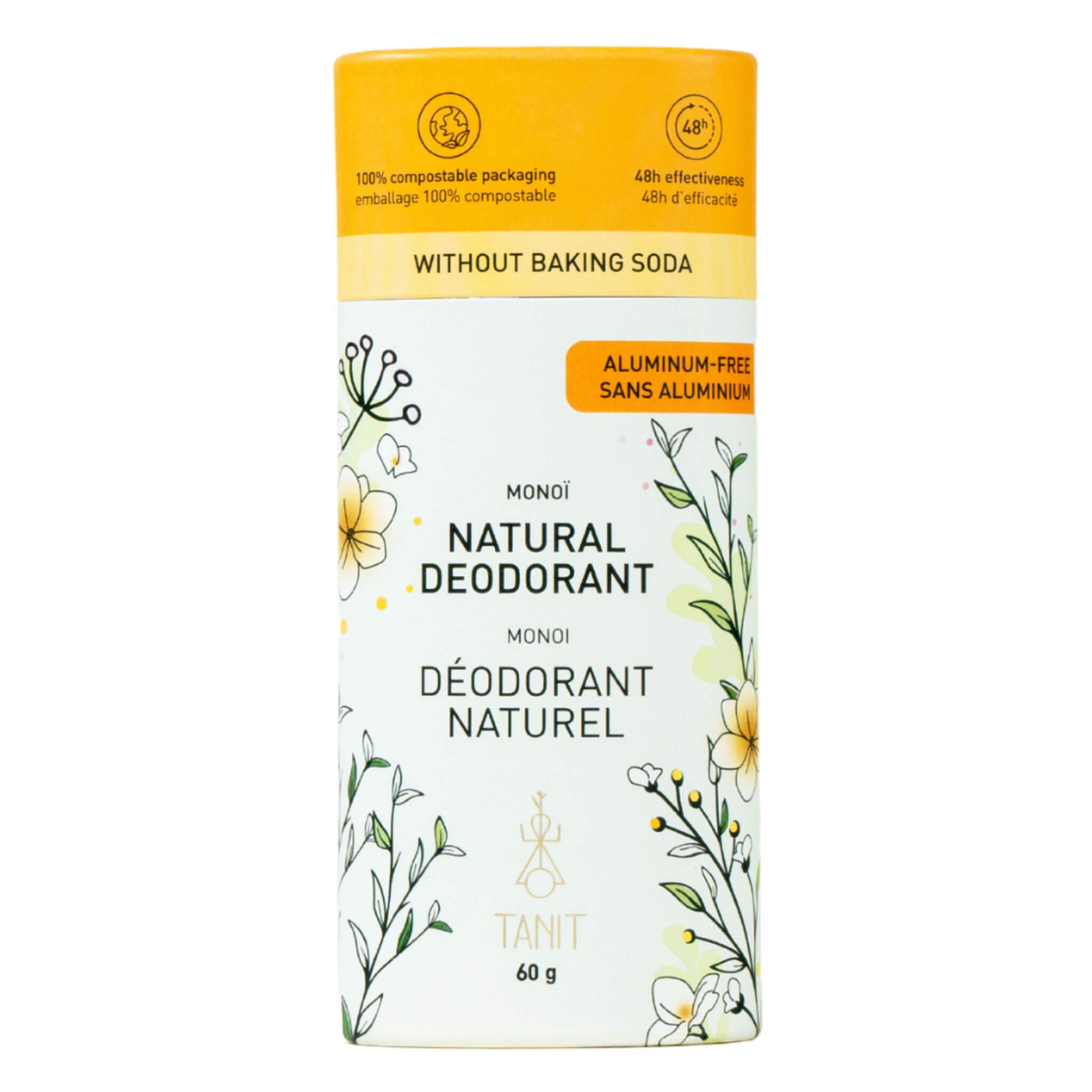 Natural Solid Deodorant with Monoi Oil - Aluminum-Free, Vegan & Long-Lasting - Perfect for Gym, Travel & Daily Freshness