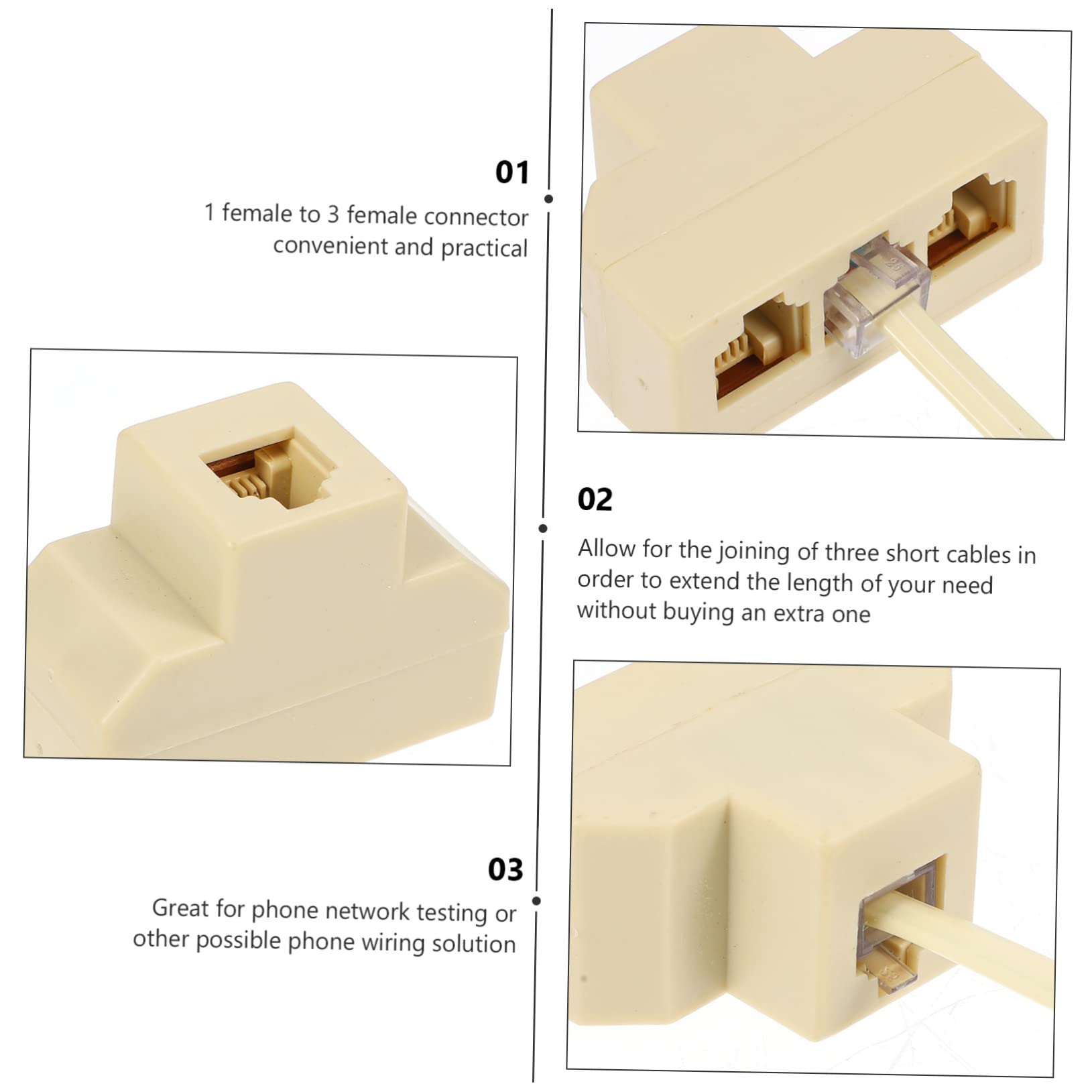 OSALADI 4-Pack Phone Line Splitter - 1 Female to 3 Female RJ11 Jack Adapter for Landline Phones, Fax Machines & Modems - High-Speed Signal Transmission for Home & Office Use