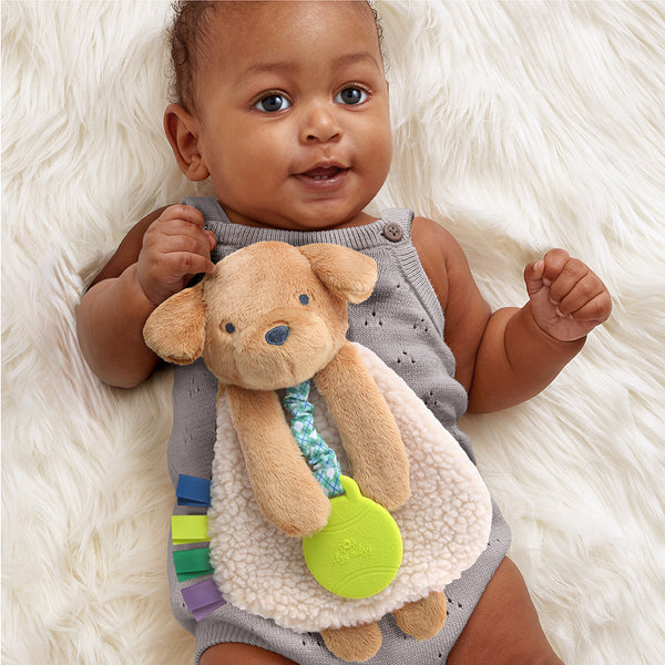Itzy Ritzy Itzy Lovey Plush Toy & Teether - Soft Baby Stuffed Animal with Chewable Ring for Teething Relief | Perfect for Nursery, Stroller, and Playtime Comfort