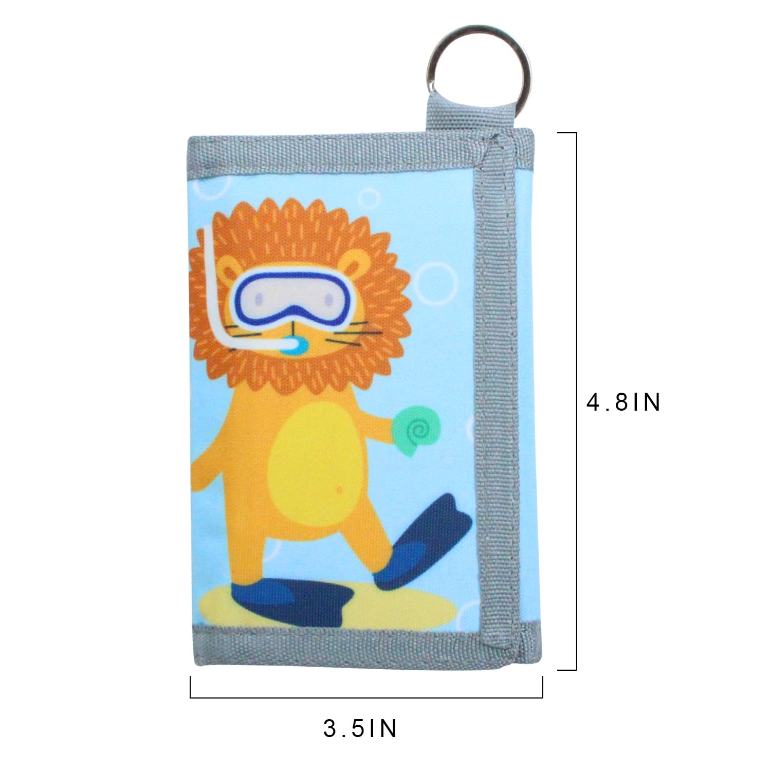 Kids Wallets for Girls & Boys - Durable Trifold Canvas Wallet with Magic Sticker | Cute Diving Lion Design | Perfect for School, Travel & Outdoor Activities
