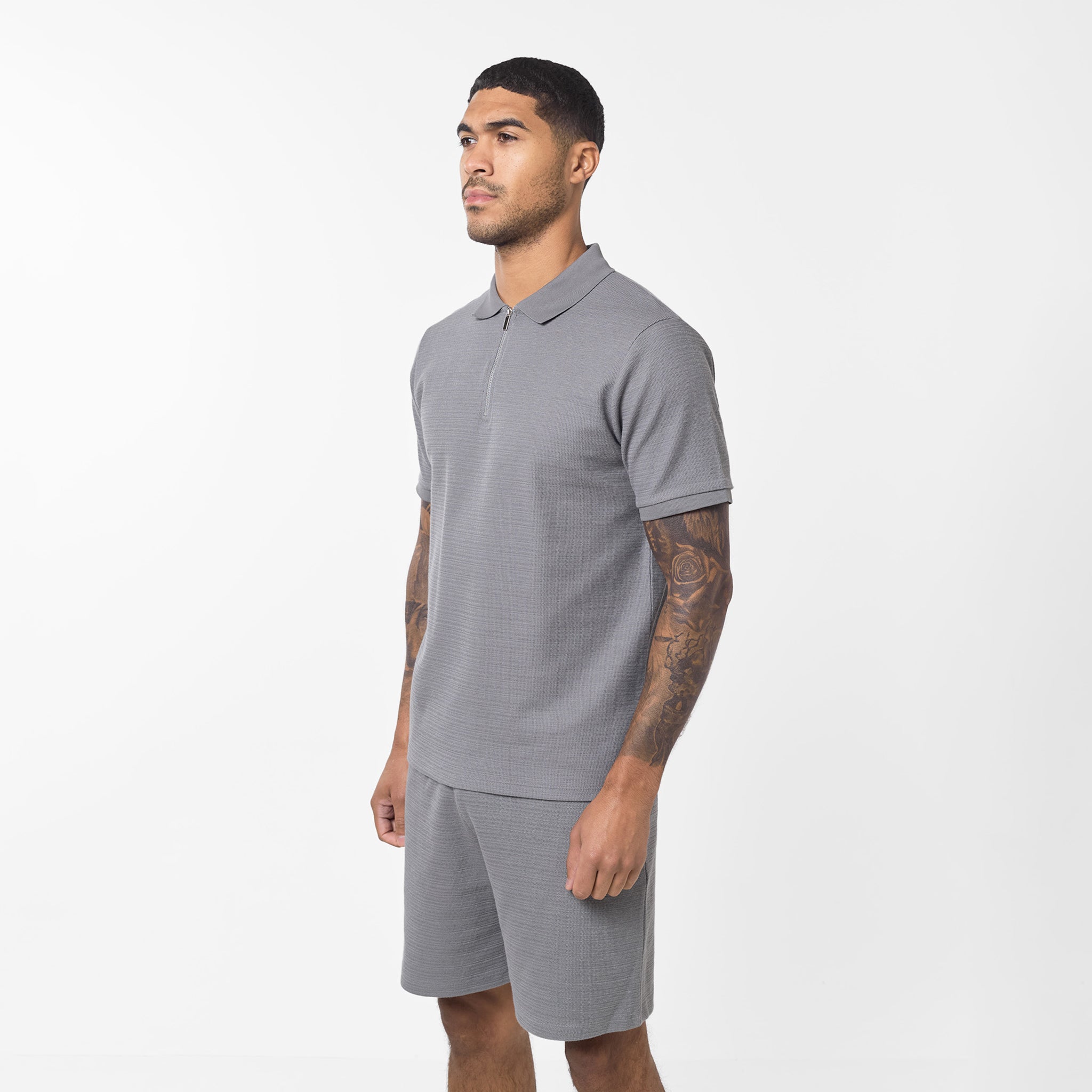 Stylish Grey Tonal Knit Zipped Twinset for Women - Perfect for Casual Outings & Office Wear