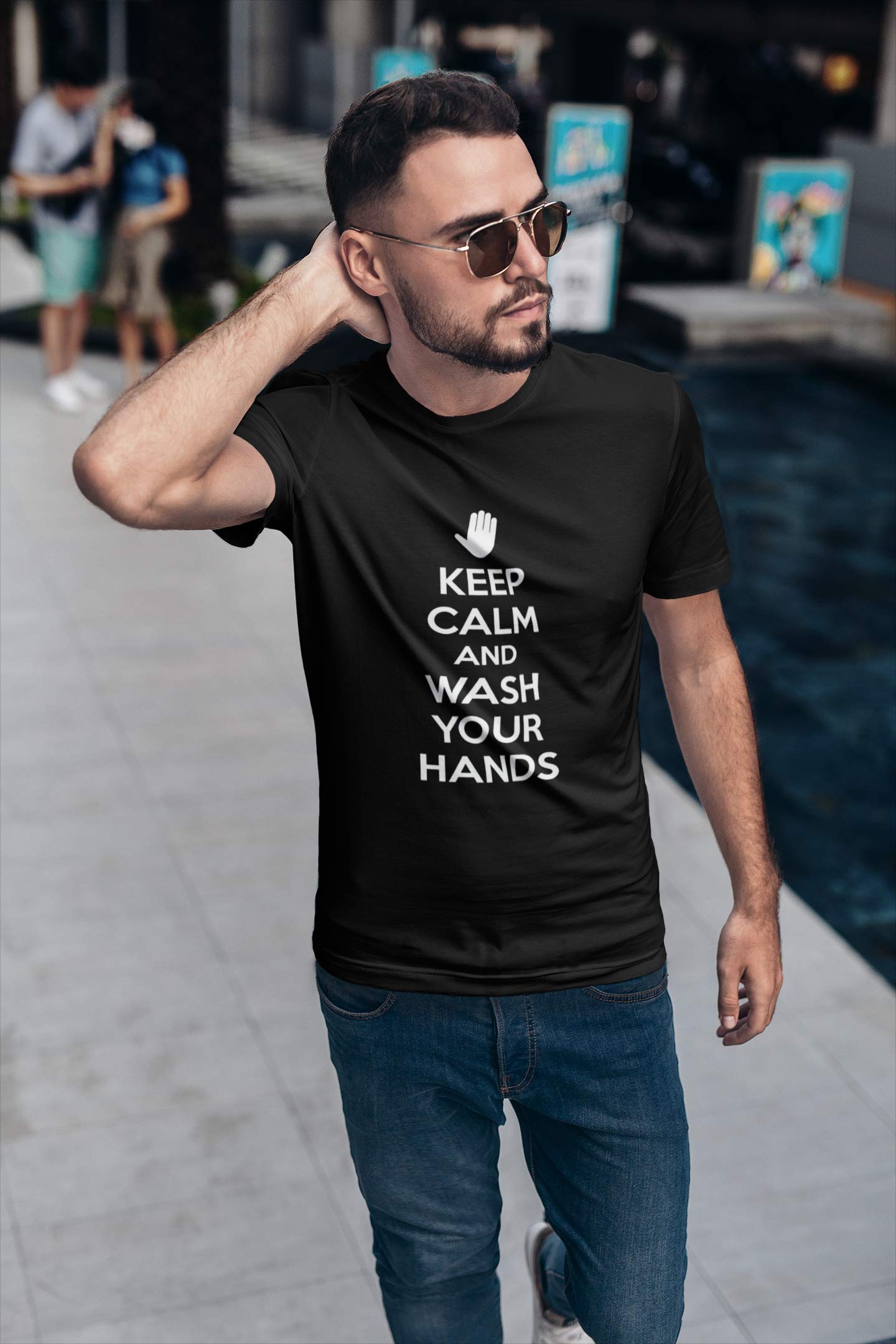 Keep Calm and Wash Your Hands Funny Adult T-Shirt - Comfortable Cotton Tee for Men & Women - Perfect for Casual Wear, Gifts, and Pandemic Humor