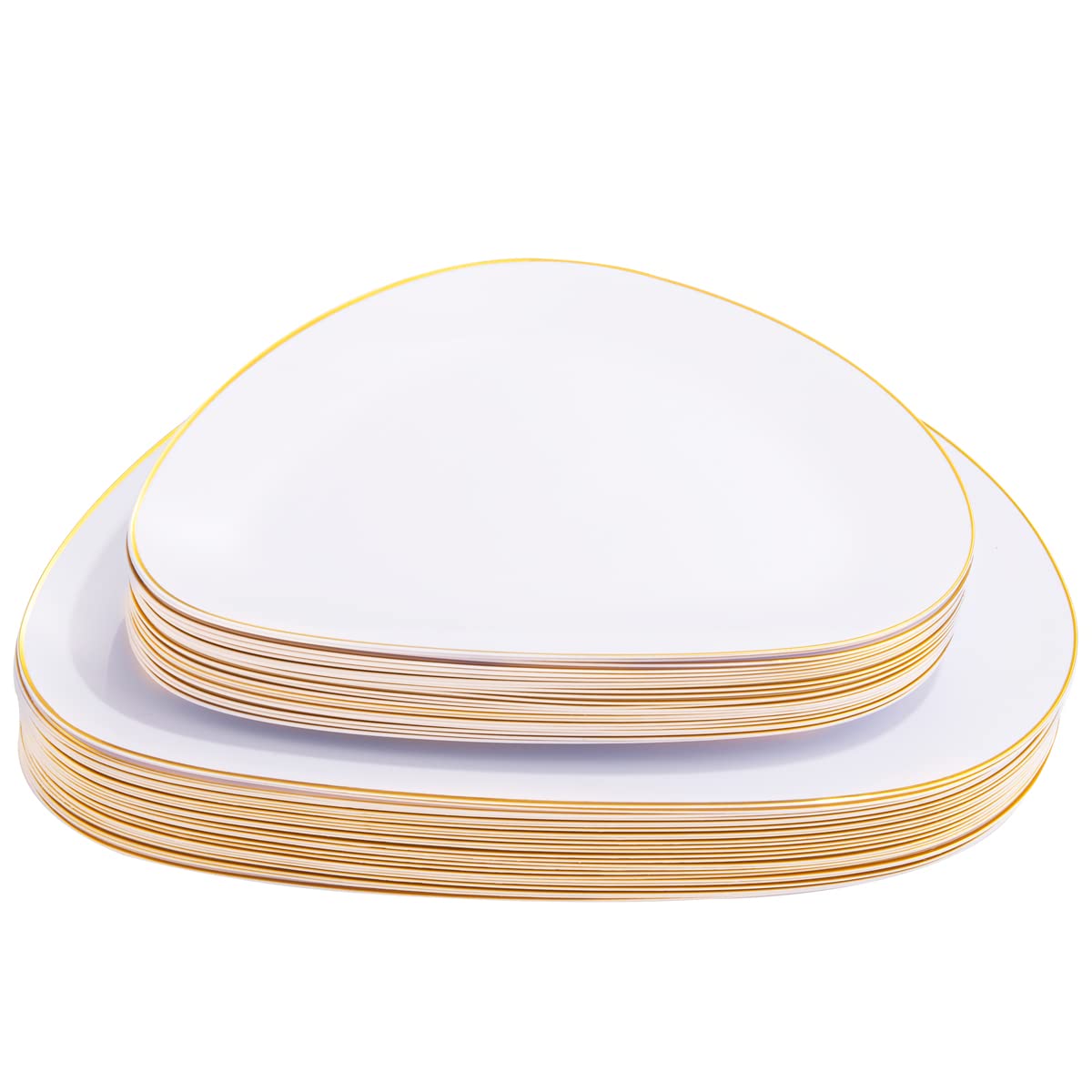 102-Piece Gold Plastic Silverware Set - Disposable Flatware with Dark Gold Handle (34 Forks, 34 Knives, 34 Spoons) + 60 Platinum Plastic Plates (30 Gold & 30 Dessert Plates) - Elegant Party Tableware for Weddings, Birthdays & Special Events