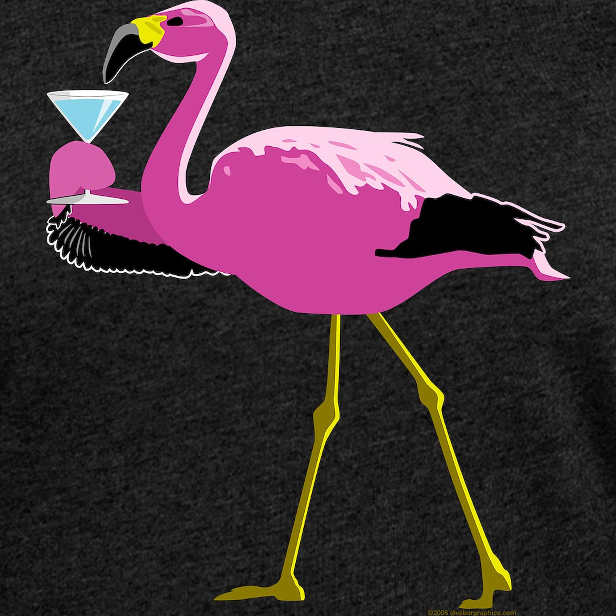 Flamingo with Martini Black Women's Football T-Shirt - Funny Soccer Player Gift for Women - Perfect for Game Day, Parties & Casual Wear