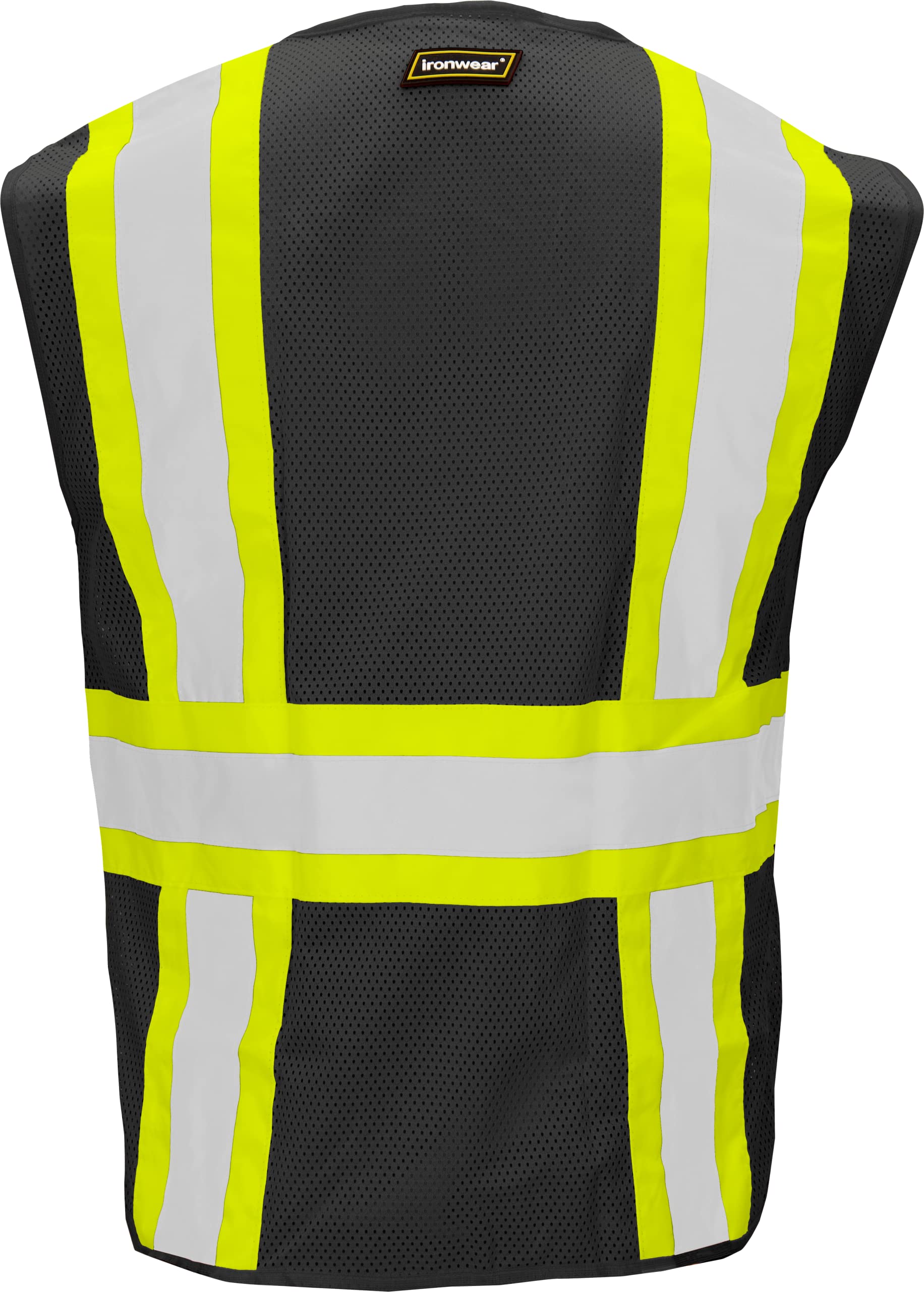 Ironwear 1287 High Visibility Safety Vest with Zipper & Radio Clips - ANSI Compliant Reflective Polyester Mesh Vest for Construction, Road Work & Emergency Responders