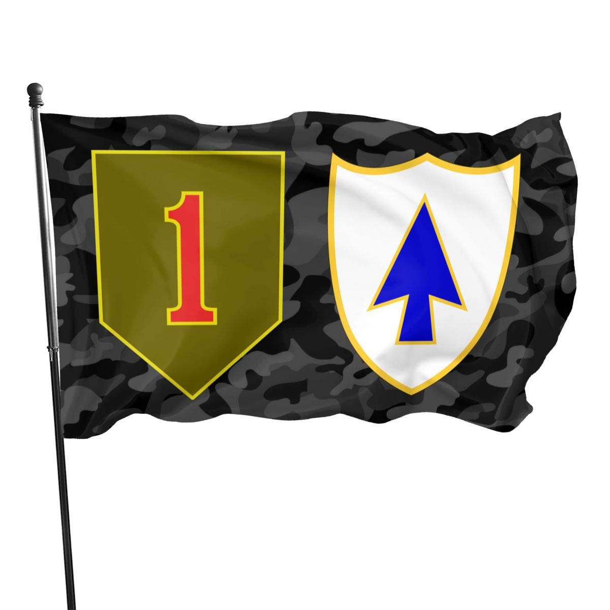 PINGqi 1st Infantry Division 3x5 Ft Outdoor Flag - 1-26th Blue Spaders Banner Breeze Flag for Home, Garden, Yard & Military Decor - Durable All-Weather American Army Flag for Veterans Day, Memorial Day & Patriotic Displays