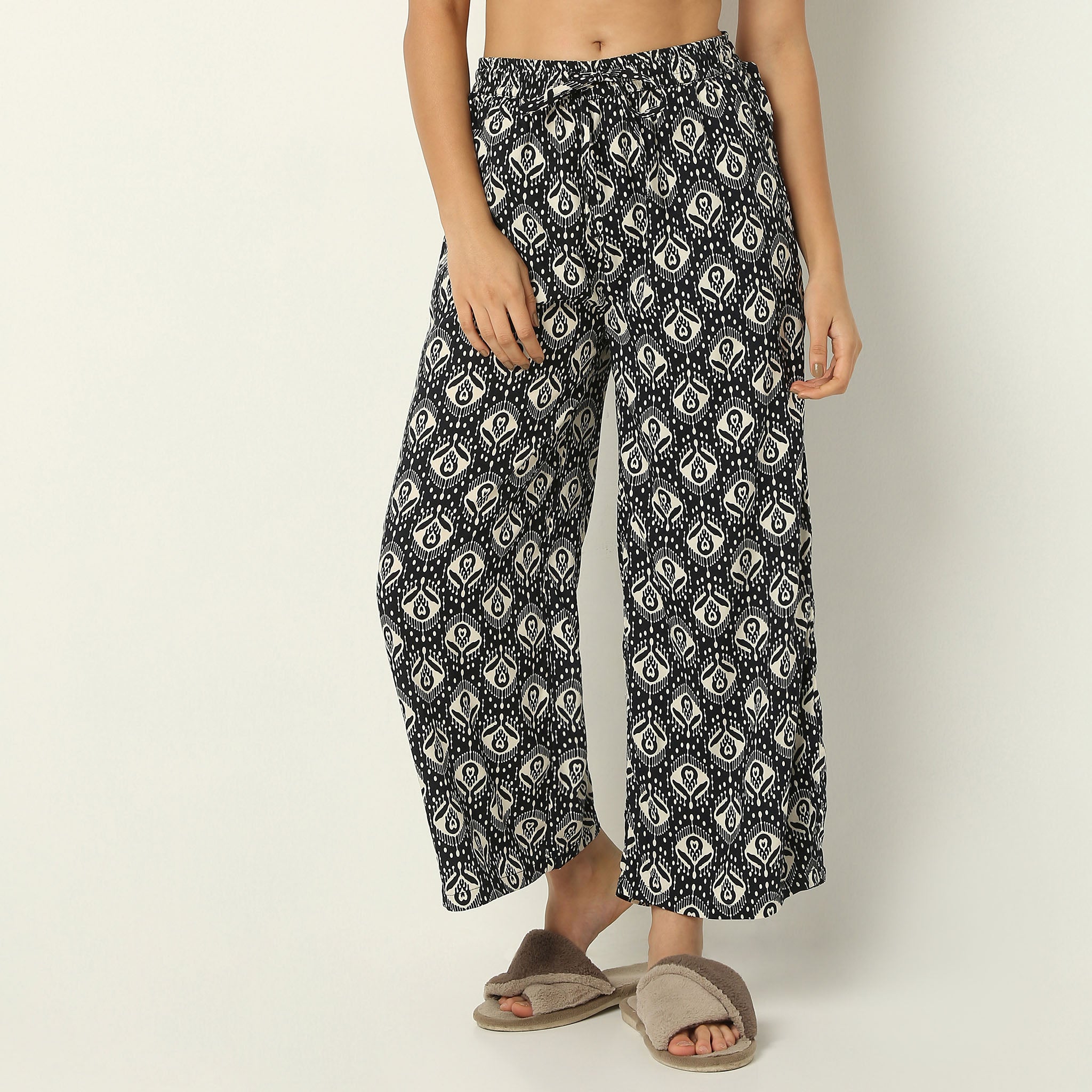 Stylish Ankle-Length Printed Lounge Palazzo Pants - Regular Fit for Women | Perfect for Yoga, Travel & Casual Wear