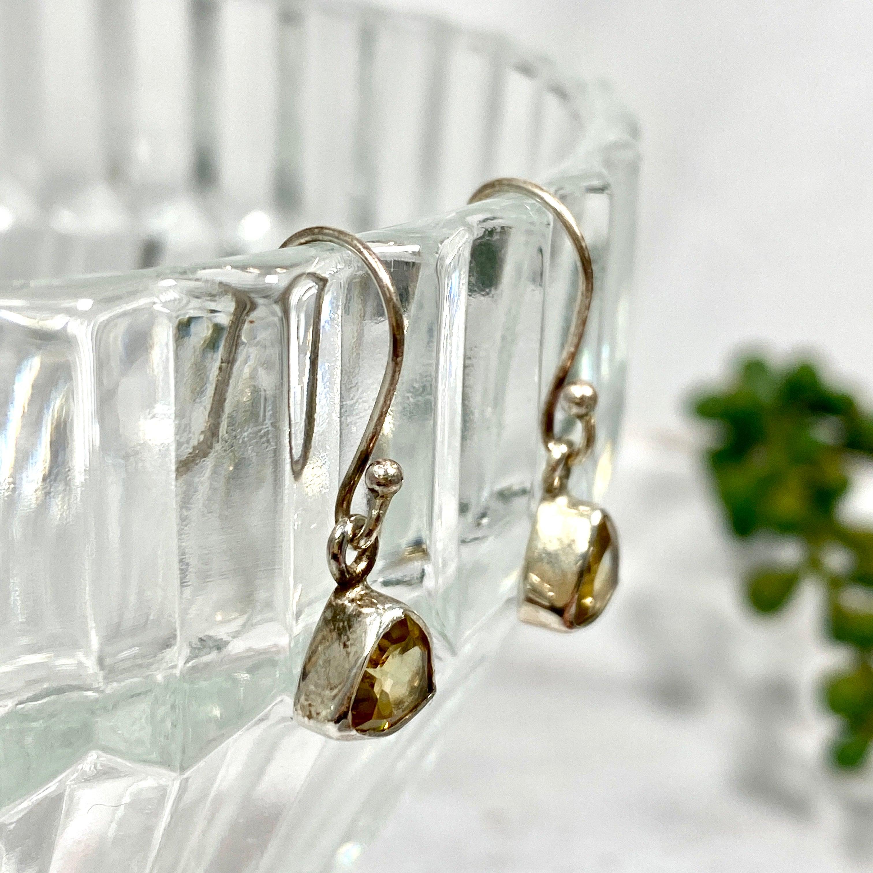 Citrine Petite Triangular Faceted Earrings R2363 CTT - Elegant Dangle Earrings for Women, Perfect for Parties, Weddings & Everyday Wear