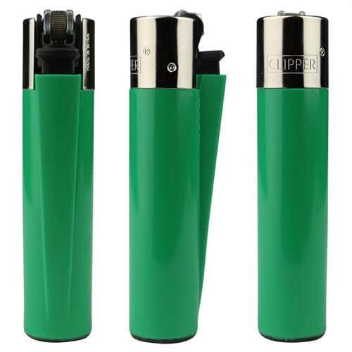 Clipper Lighter - 3 Pack Solid Color Green Lighters for Camping & Outdoors
