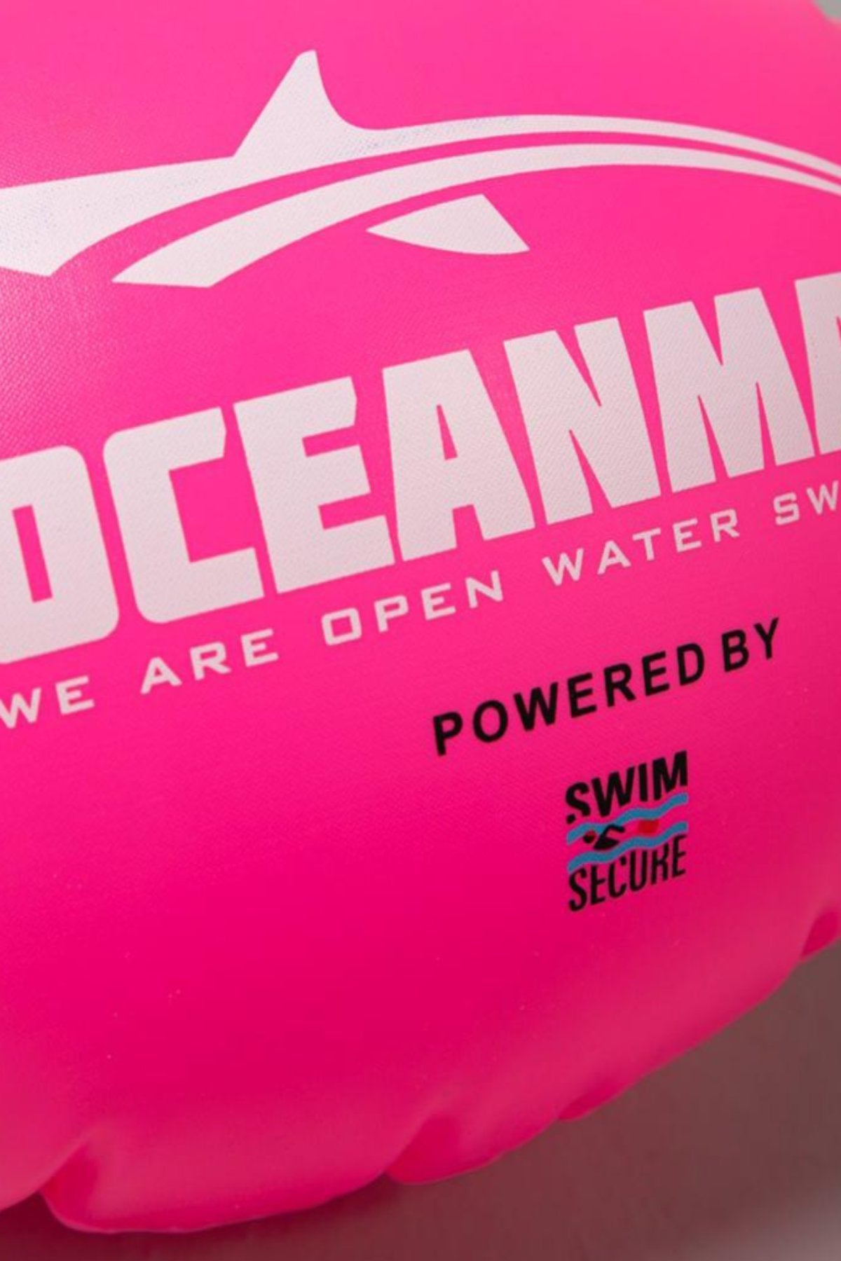 High Visibility Pink Swimming Buoy Tow Float - Safety Floatation Device for Open Water Swimming, Triathlon Training & Beach Activities