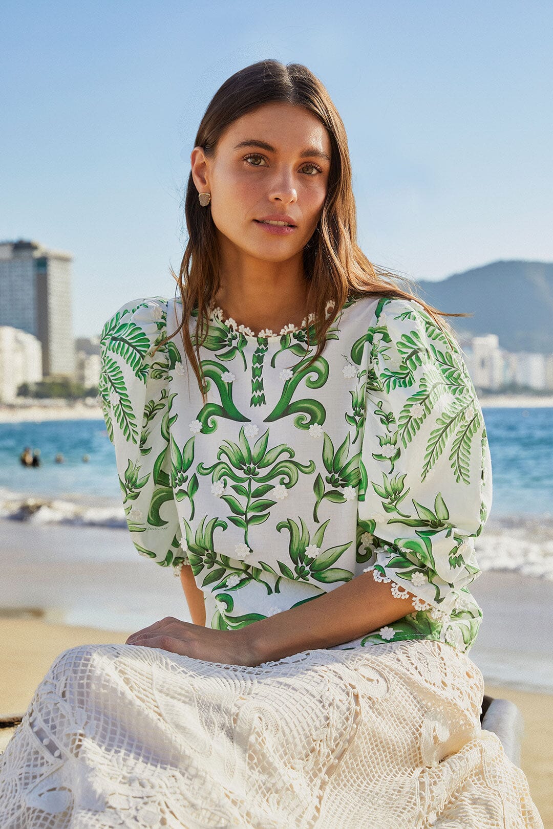 Farm Rio Milani Blouse - Floral Print Women's Top | Boho Chic Summer Blouse for Beach & Vacation | Perfect for Casual Outings, Date Nights & Tropical Getaways