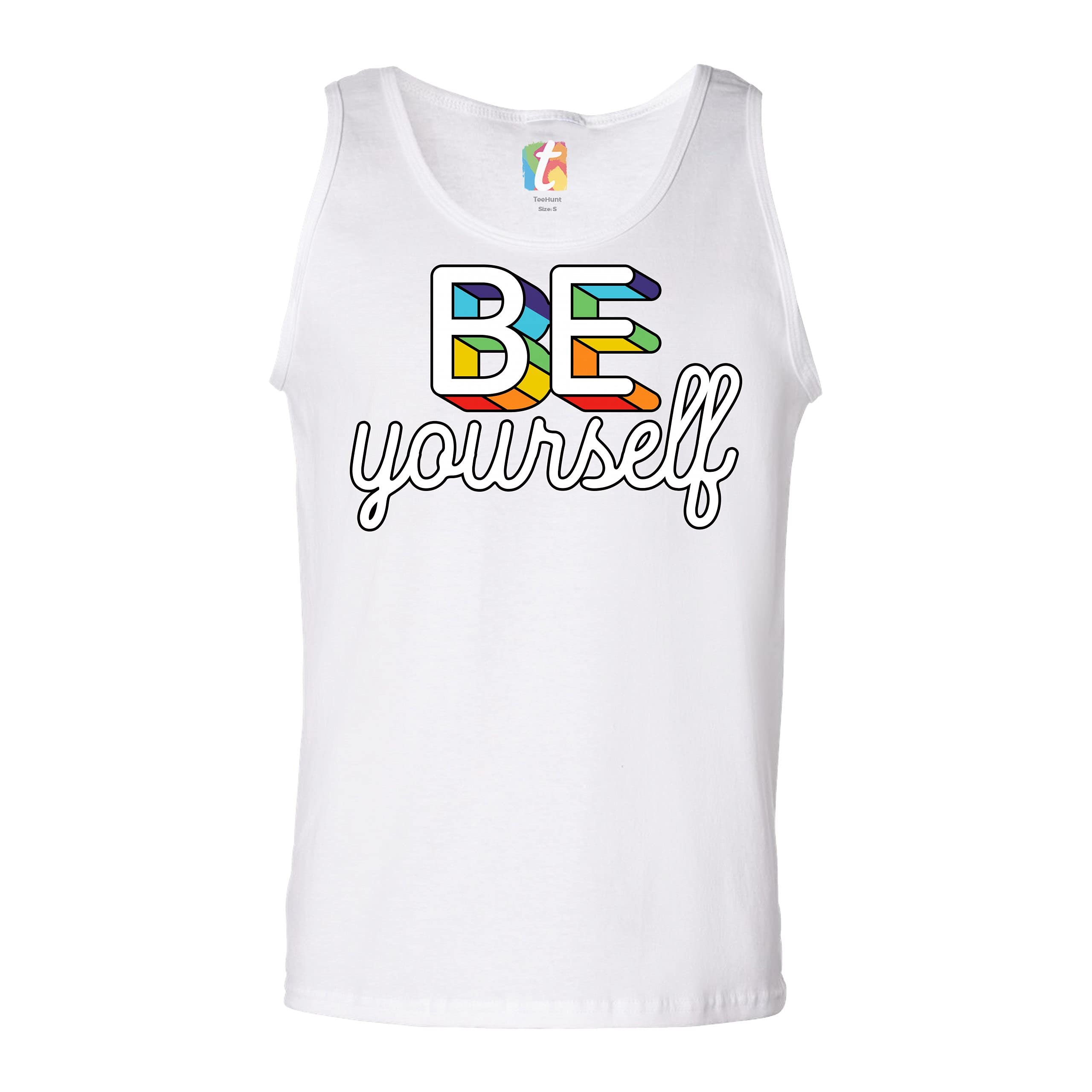 Be Yourself LGBT Pride Rainbow Tank Top for Men - Gay Ally Support & Good Vibes - Perfect for Pride Parades, Festivals, and LGBTQ+ Events