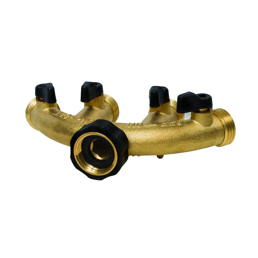 Gilmour 4-Way Brass Shut-Off Valve with Male Threads - Perfect for Garden Irrigation, Sprinkler Systems & Outdoor Water Control