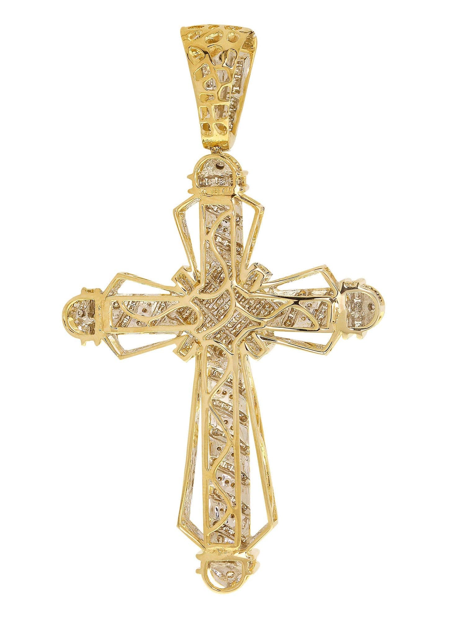 1.89 Carat Diamond Cross Pendant Necklace - 20.43 Grams Solid Gold Religious Jewelry for Women - Perfect for Baptism, First Communion & Special Occasions