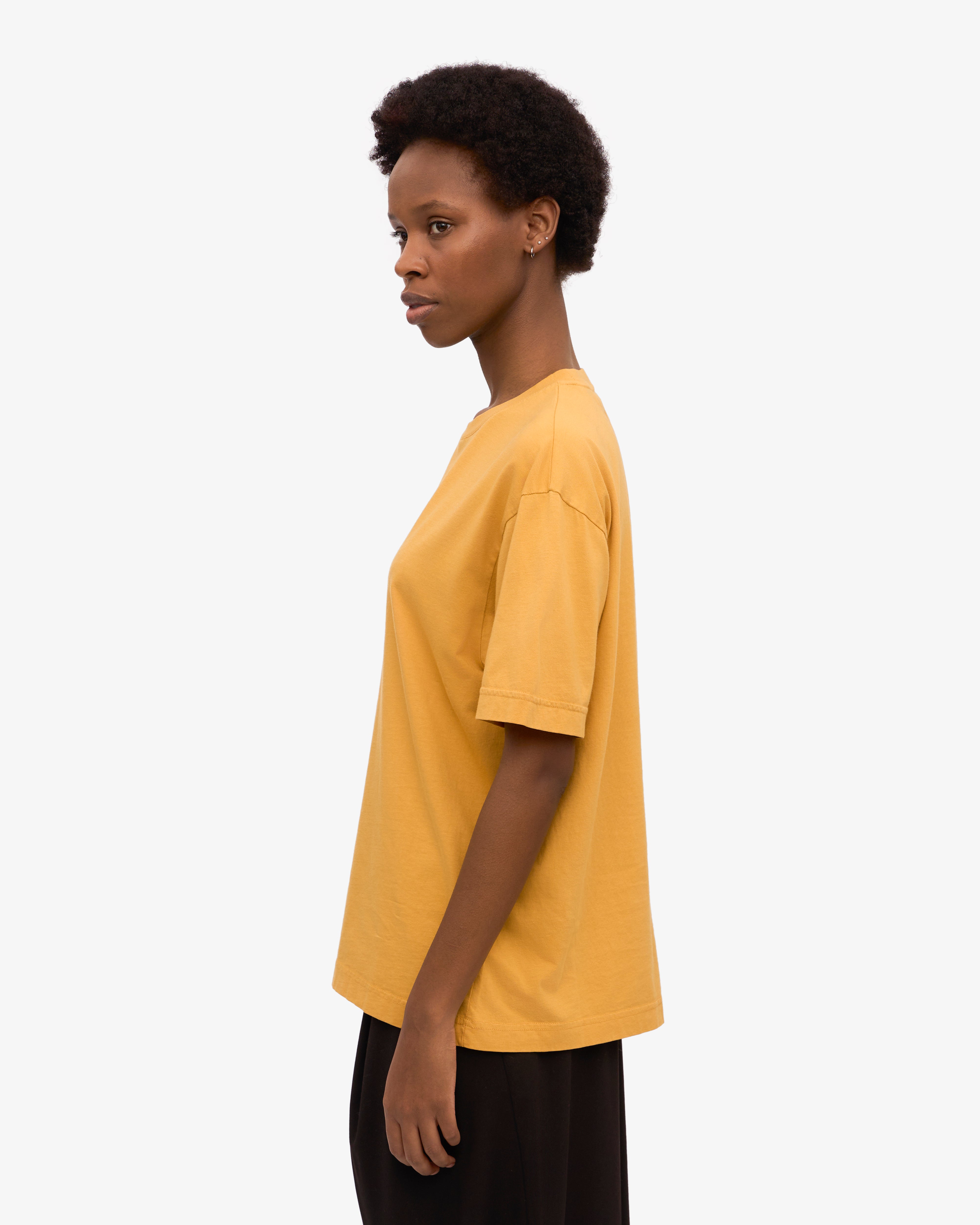 Oversized Organic Cotton T-Shirt for Women - Soft & Comfortable Burned Yellow Tee - Perfect for Casual Wear, Loungewear & Street Style
