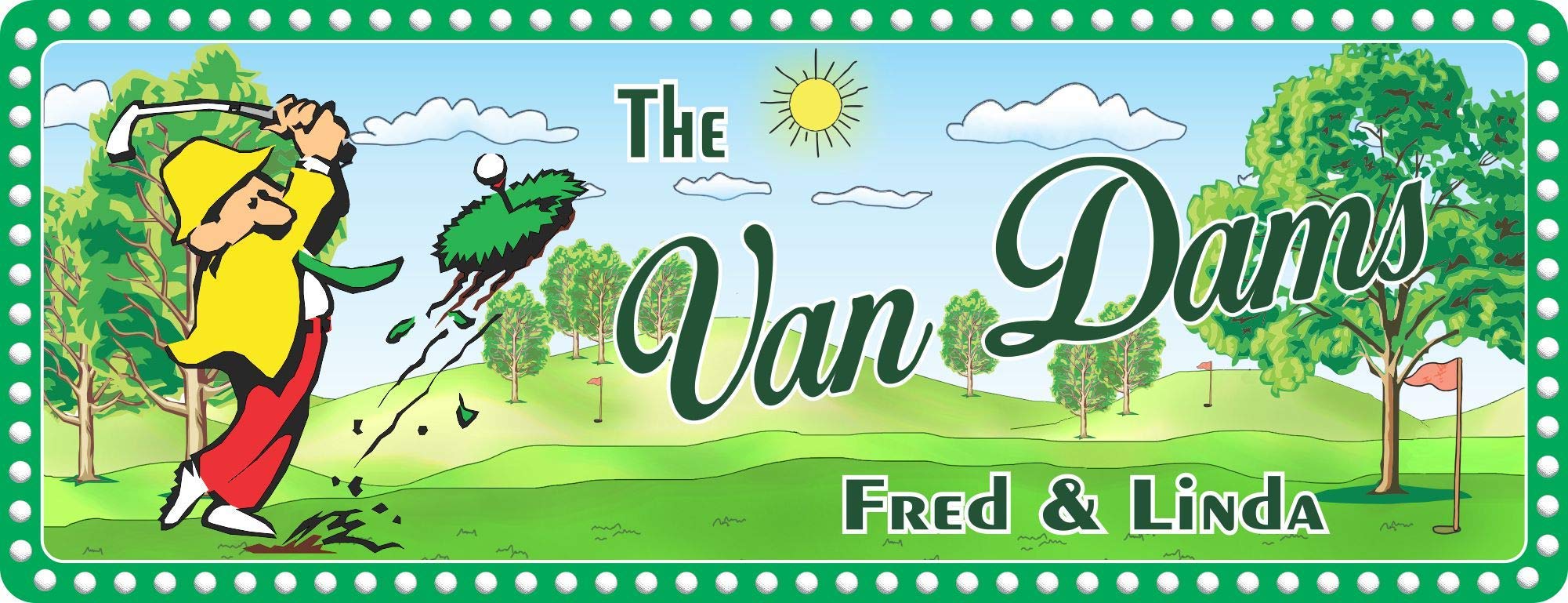 Personalized Golf Sign for Family Name - Weatherproof PVC Funny Golfer Gift - Perfect for Home Decor, Man Cave, Golf Course & Outdoor Use
