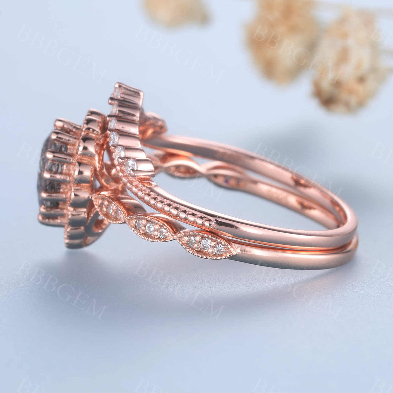 Pear Shaped Black Rutilated Engagement Ring - Rose Gold Diamond Wedding Band with Black Gemstone | Anniversary Gift for Her | Perfect for Proposals, Weddings & Special Occasions