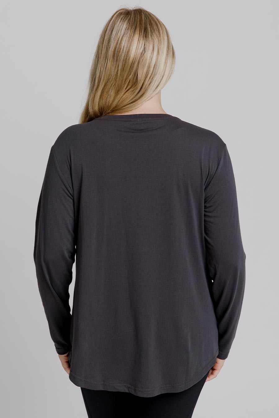 Stylish Women's Long Sleeve T-Shirt - Soft Cotton Casual Top in Charcoal Black | Perfect for Everyday Wear, Office & Fall Outfits